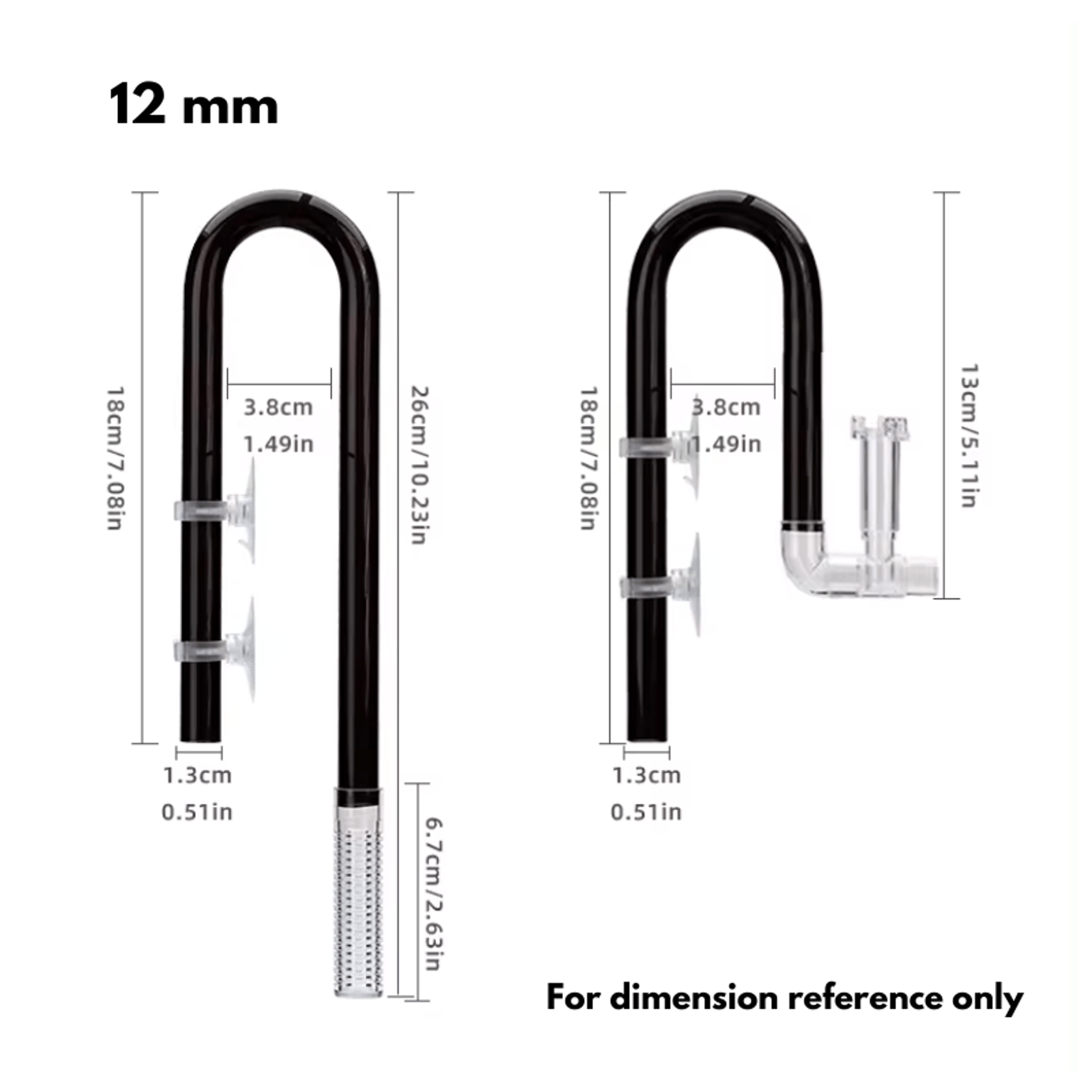 AQUAPRO Plastic Skimmer Outflow & Inflow 12mm/16mm (suckers included)