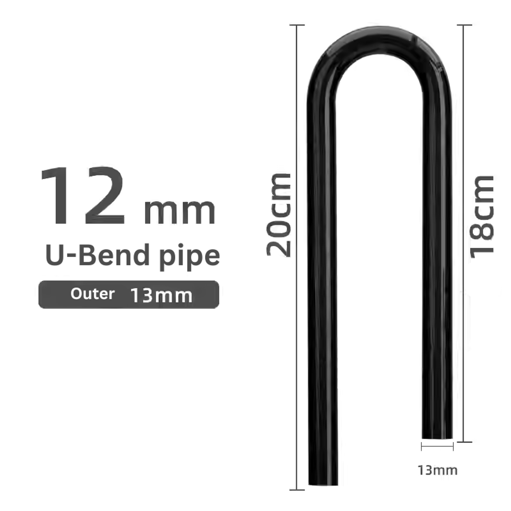 AQUAPRO U-bend pipe inlet 110mm Black (13mm/17mm)
