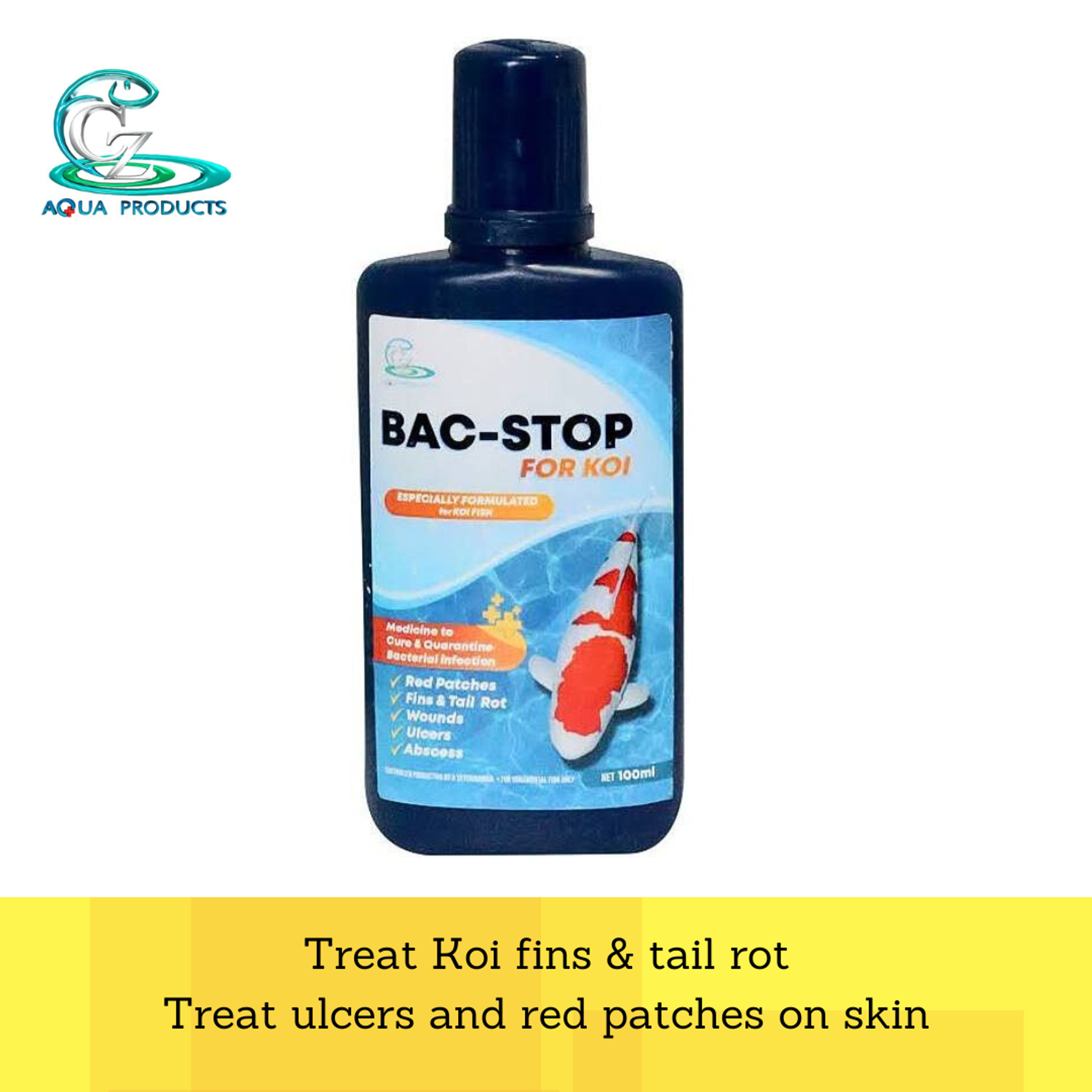 CZ Aqua Bac stop 100ml/1000ml (Medicine cure bacterial infection wound rot for koi)