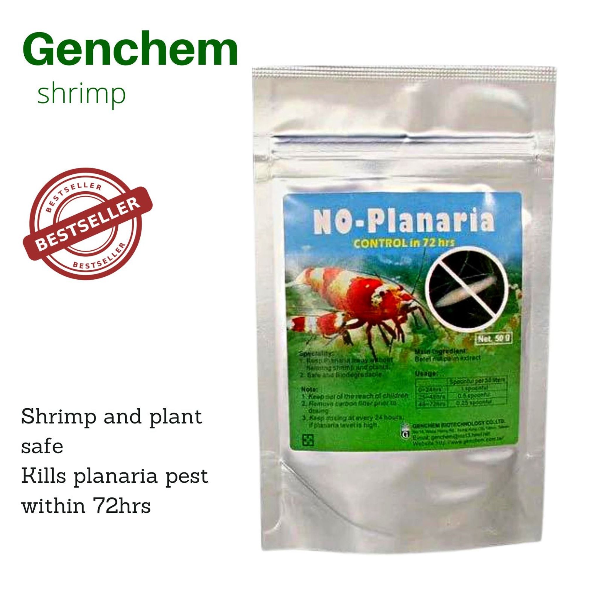 GENCHEM No Planaria (kill planaria safe for shrimp) - 100g