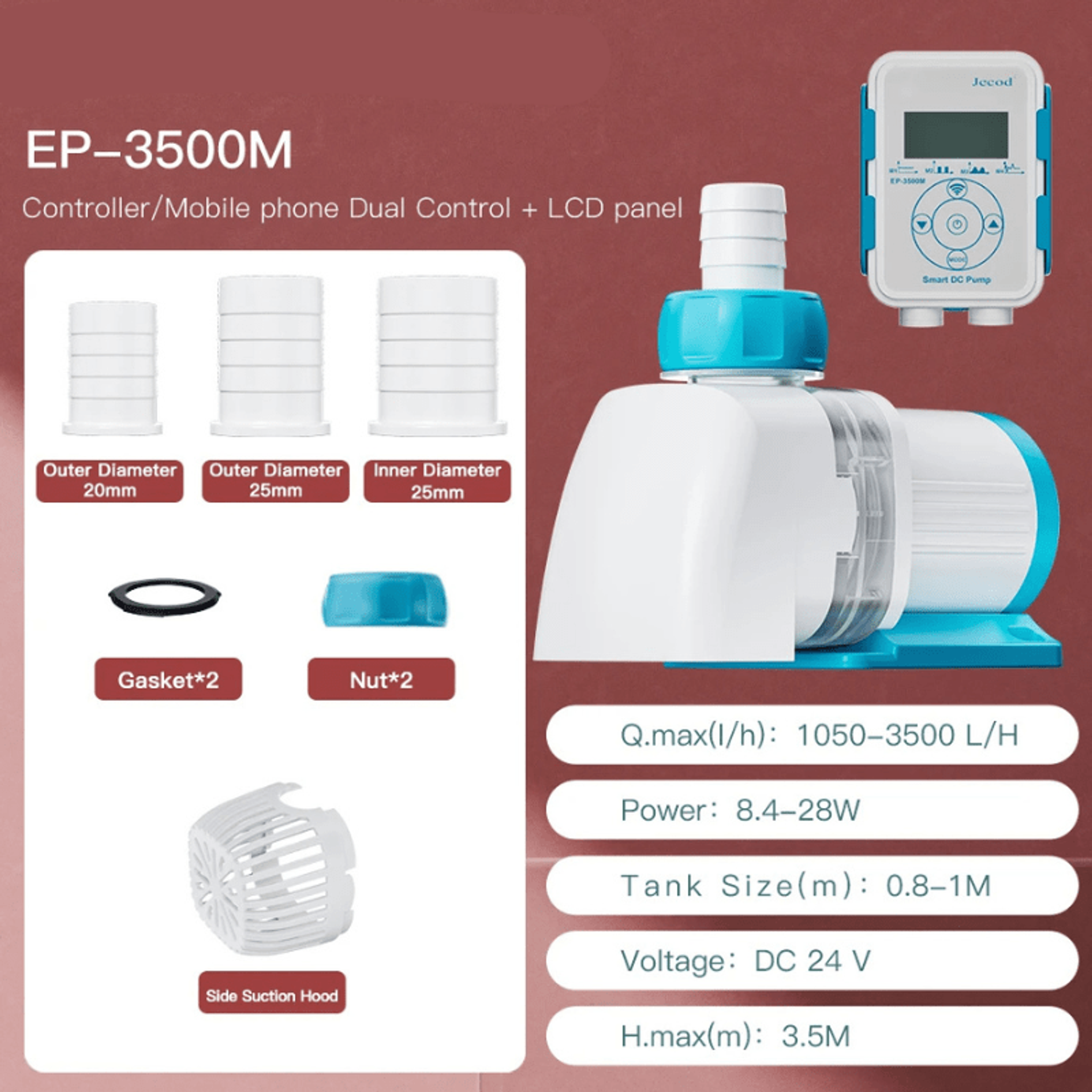 JEBAO EP Water Pump - Controller/Mobile phone Dual Control (Remote + Intelligent Timing) - (EP3500M/EP5000M/EP6500M/EP8500M/EP10000M)