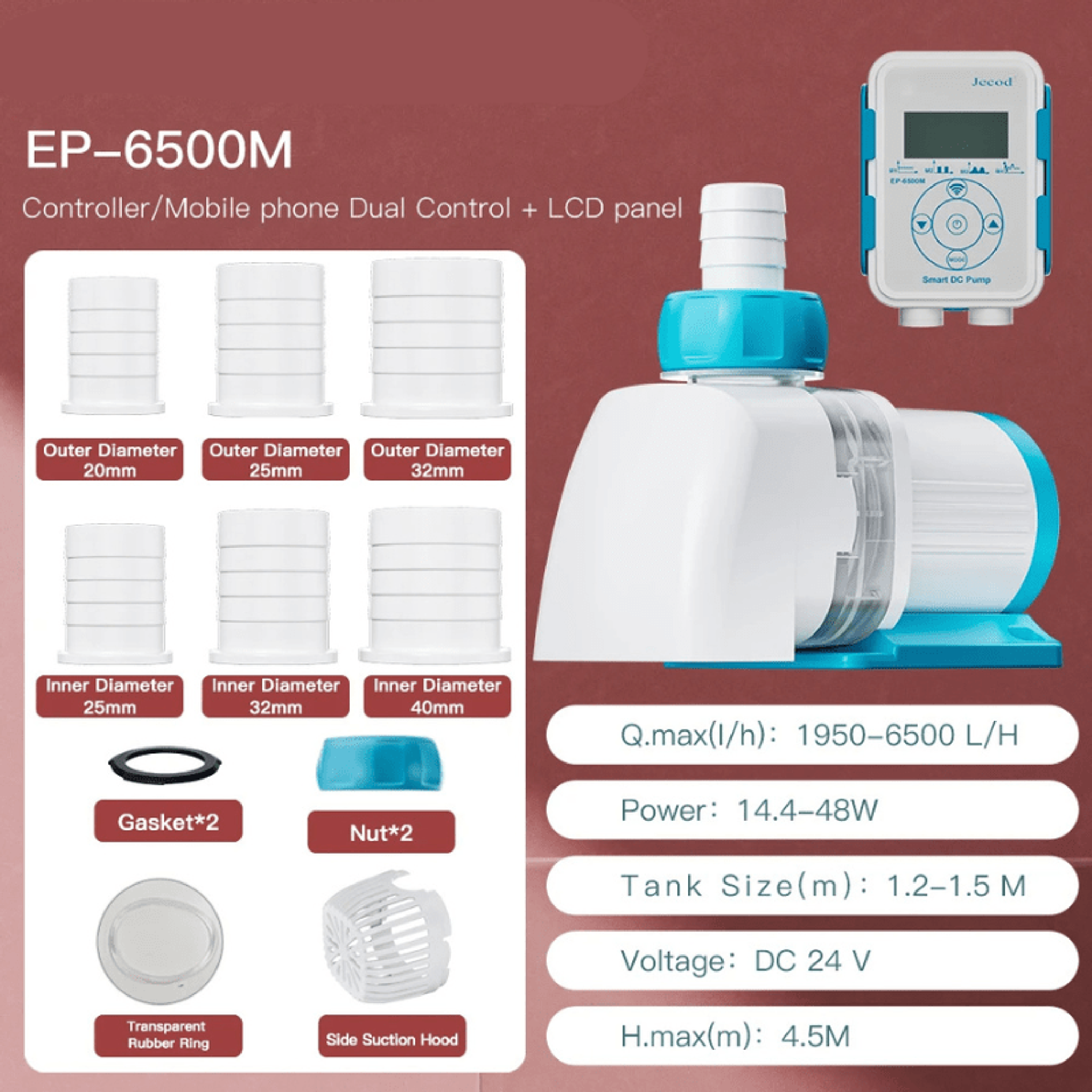 JEBAO EP Water Pump - Controller/Mobile phone Dual Control (Remote + Intelligent Timing) - (EP3500M/EP5000M/EP6500M/EP8500M/EP10000M)