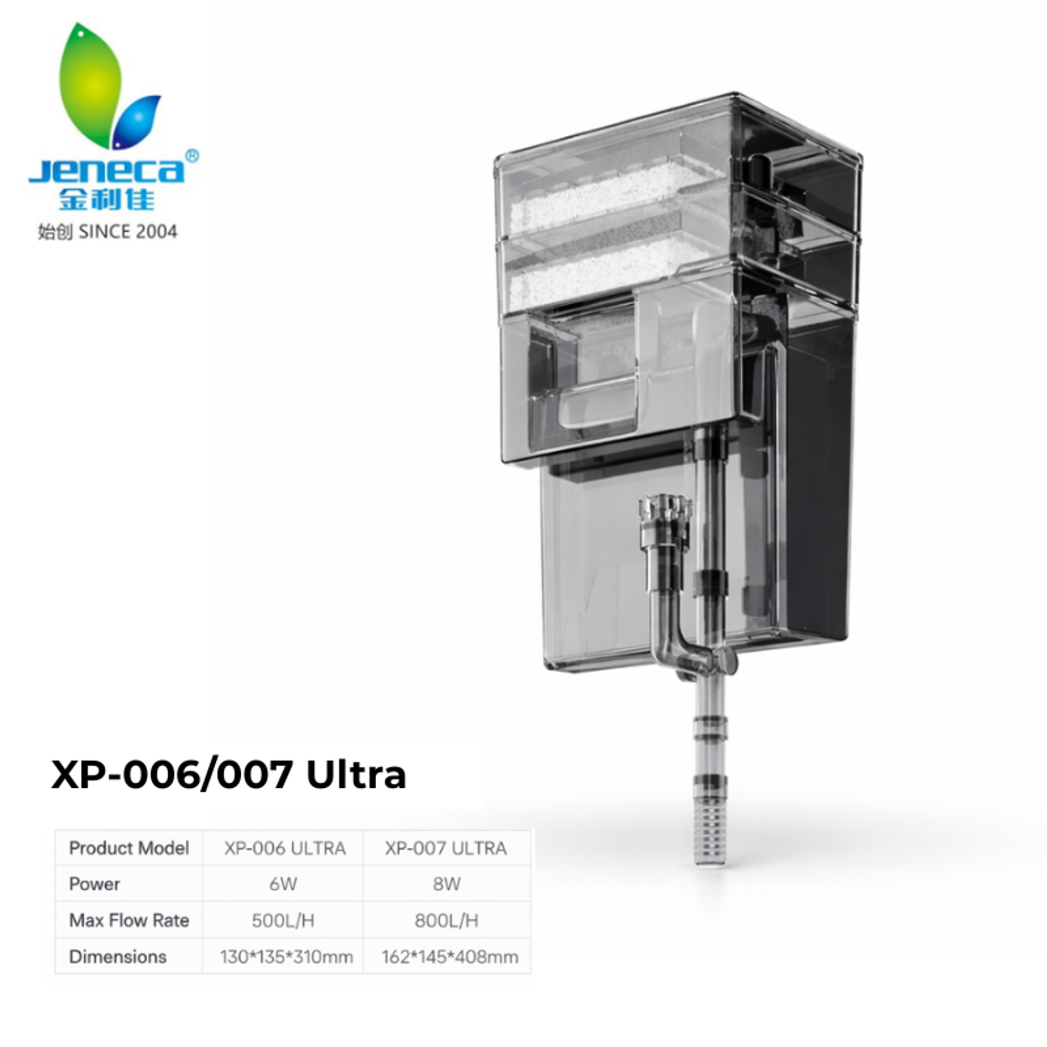 Jeneca External Hang On Power Filter XP-006/007 Ultra - High Flow Aquarium Filter with Surface Skimmer & Multi-Stage Filtration