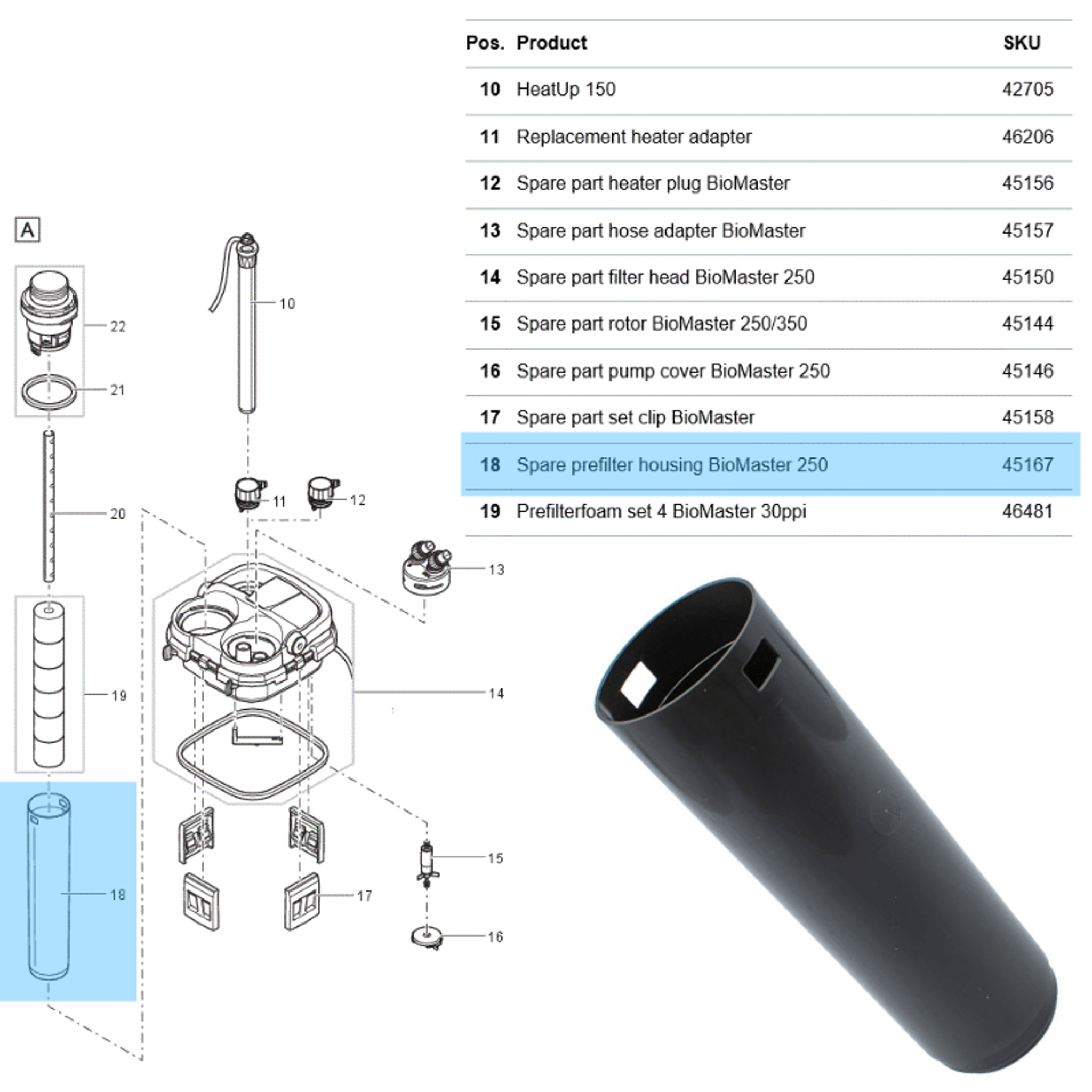 OASE Biomaster 250/350/600/850 Spare Parts