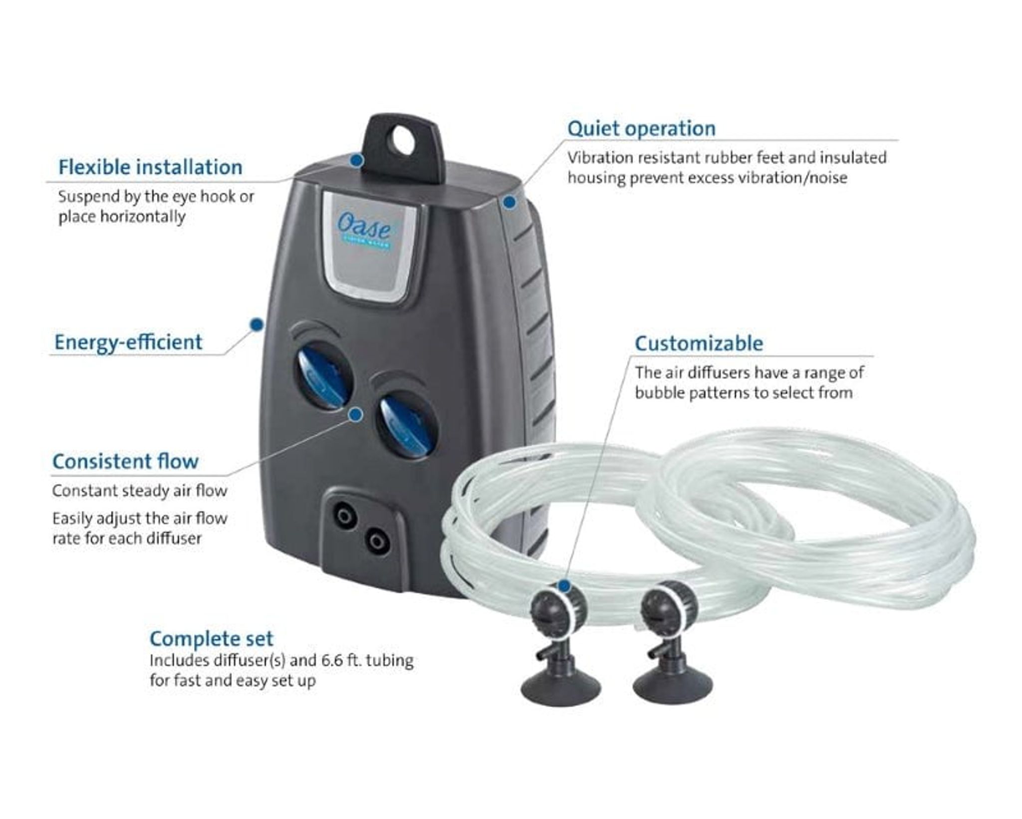 OASE OxyMax Air Pump - Silent Operation (100/200/400) - 3yr Warranty