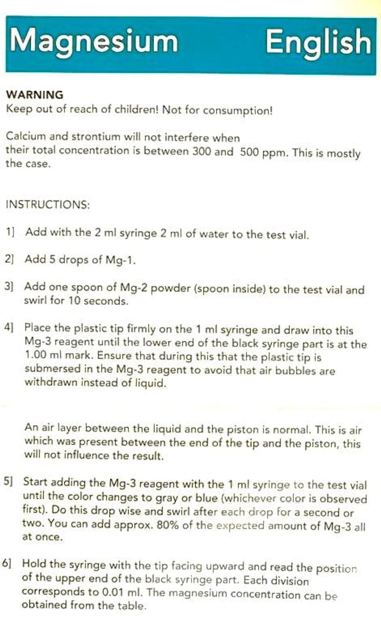 SALIFERT Magnesium Profi Test kit for saltwater (Mg)