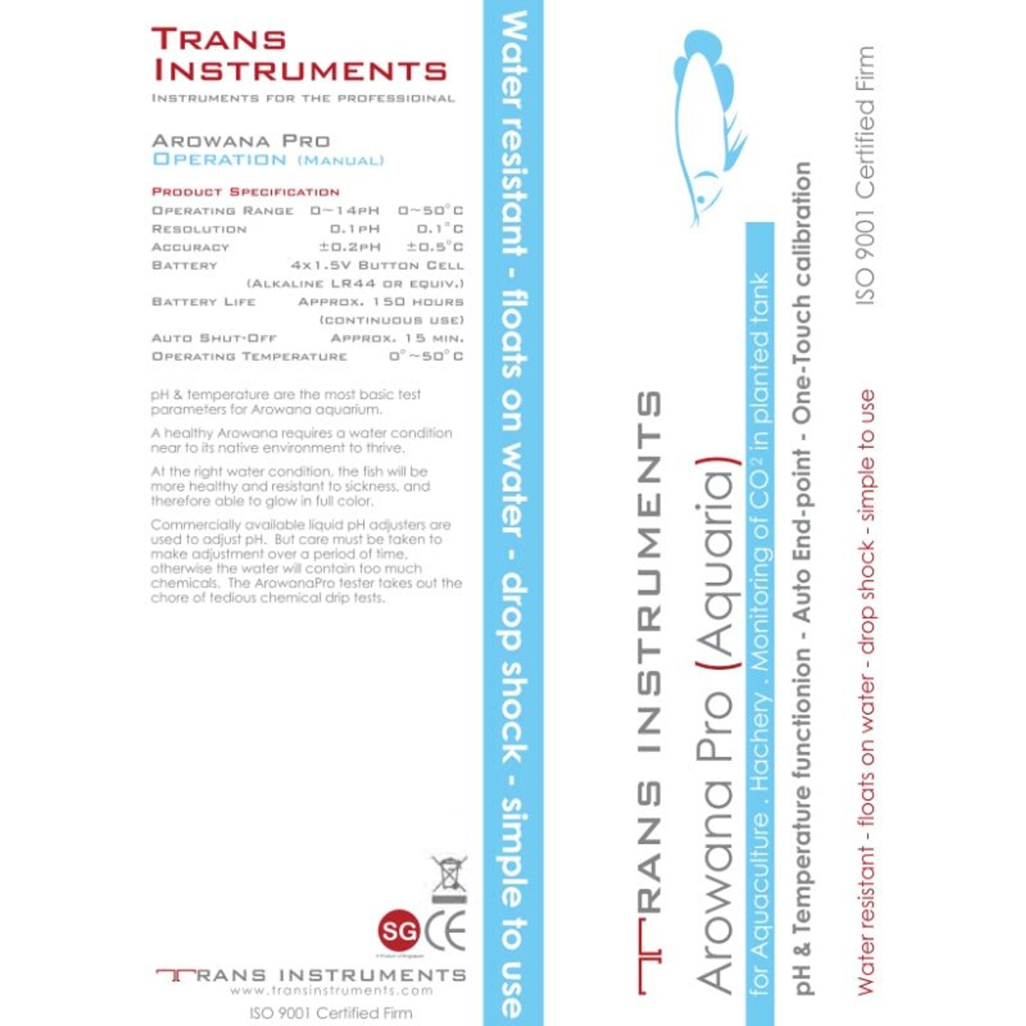 TRANS INSTRUMENT Arowana Pro pH Temperature pen