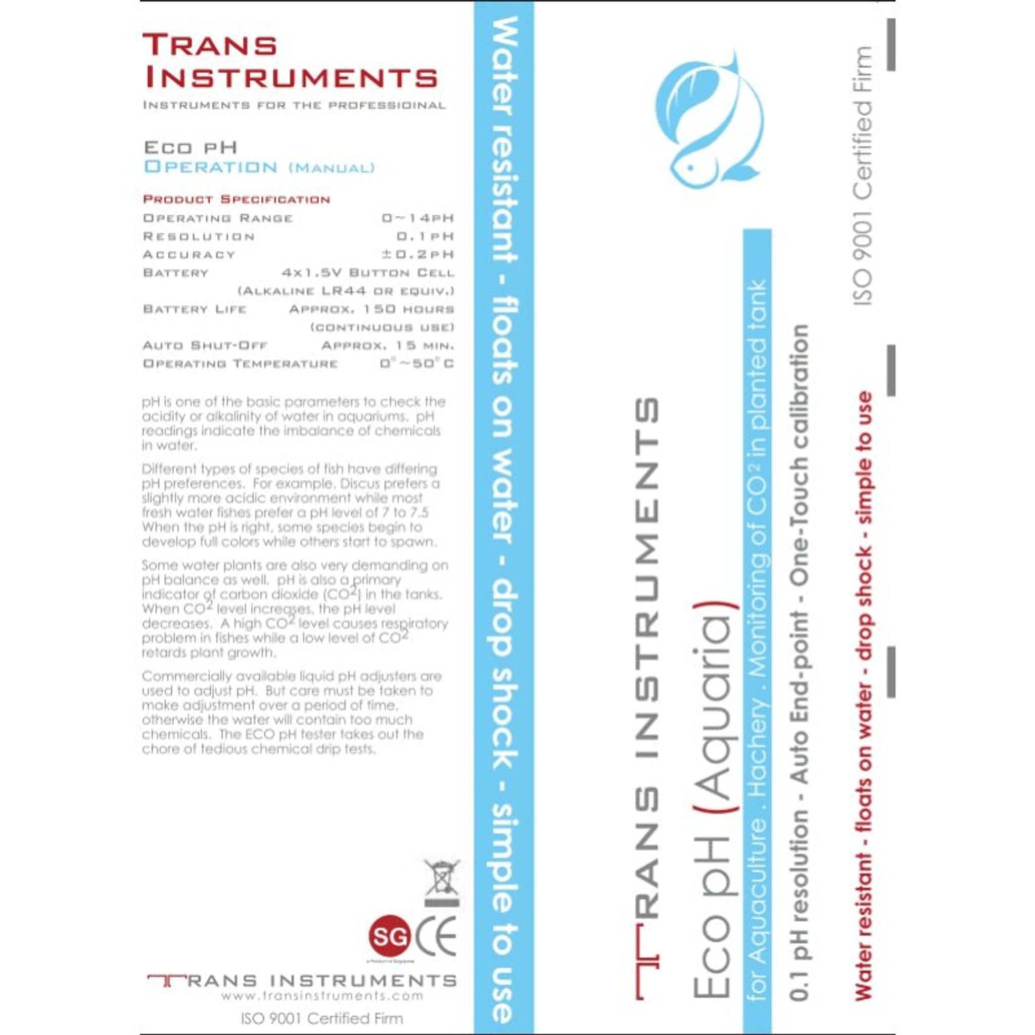 TRANS INSTRUMENT Eco pH+ pen (pH test)