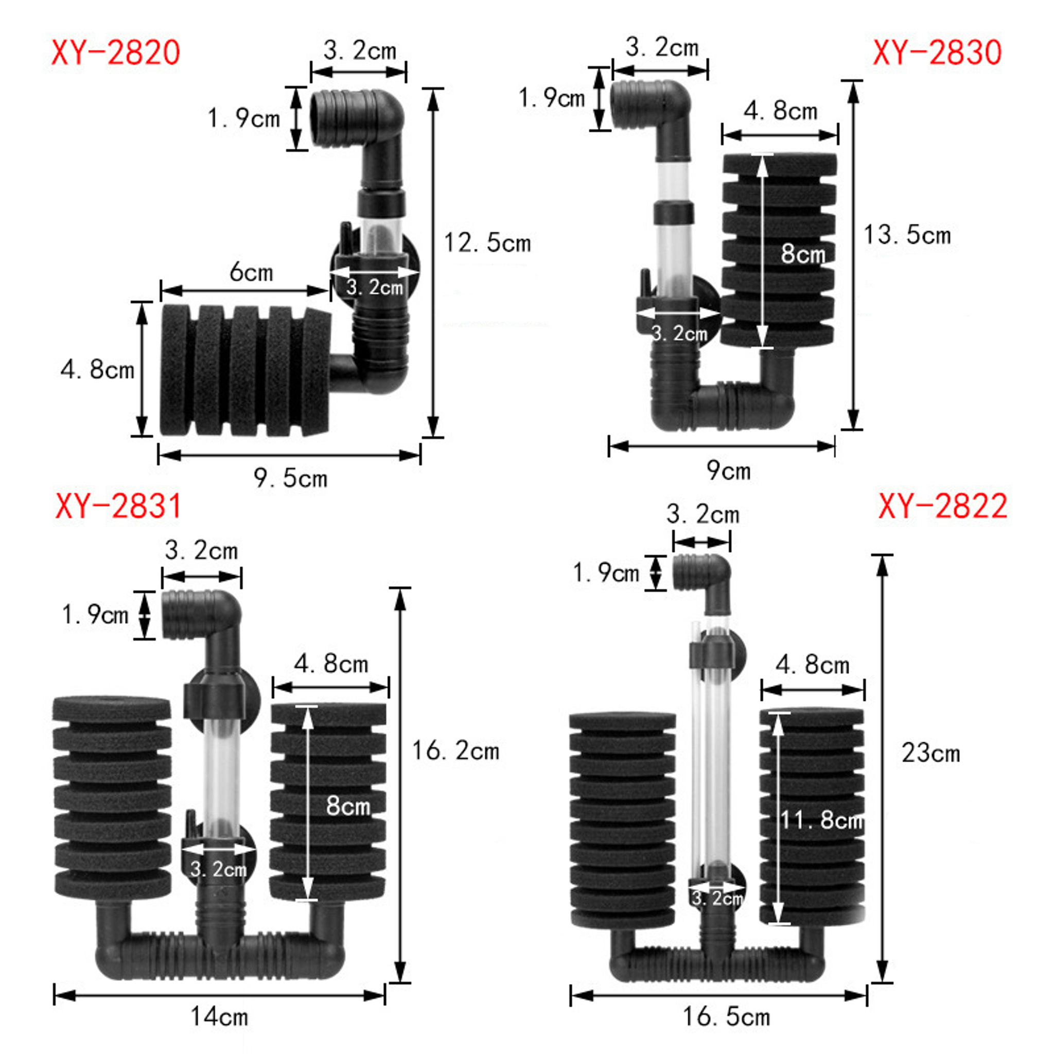Xinyou XY-2820/2821/2822/2830/2831 Bio Sponge Filter (Tube)
