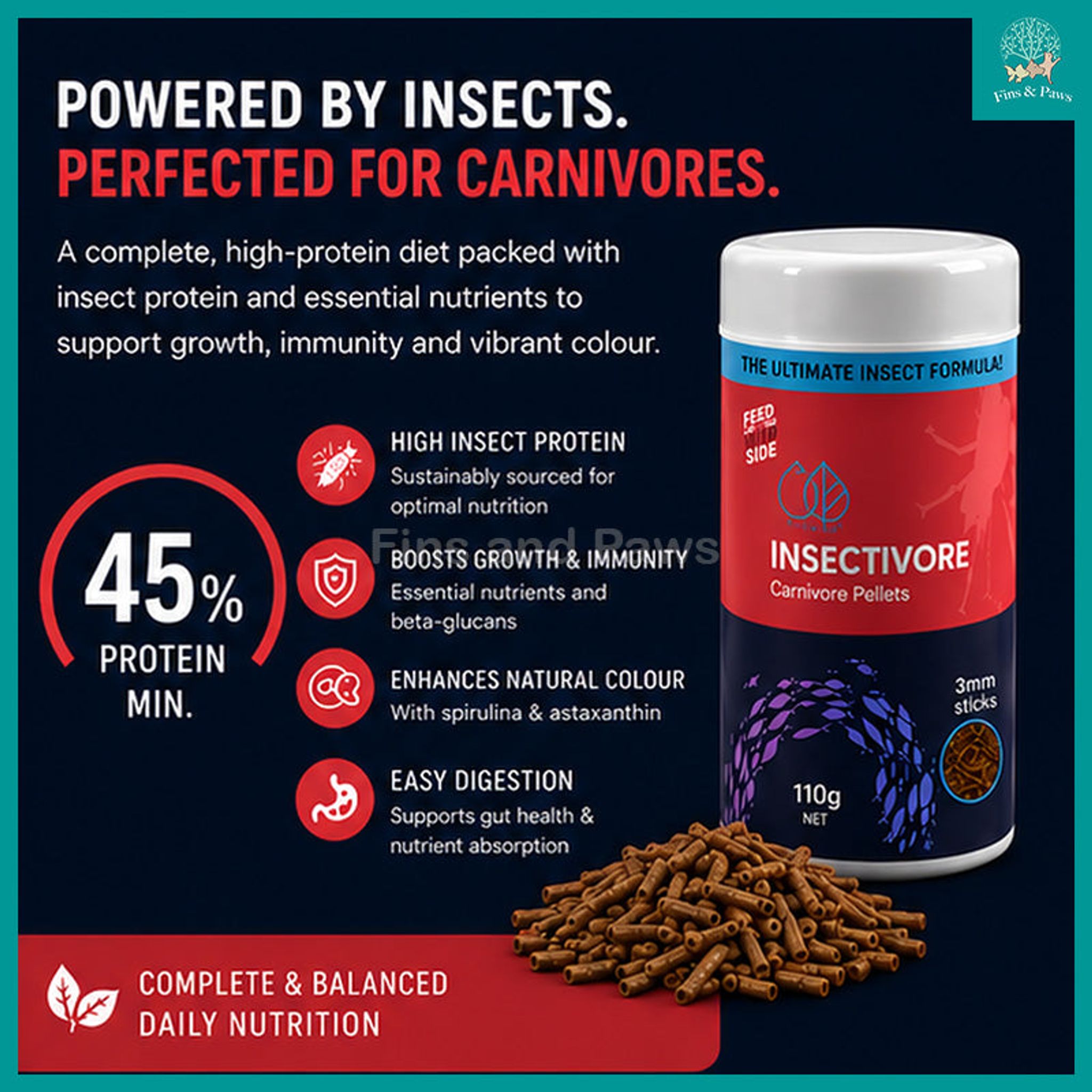 [Bioscape] Insectivore Carnivore Pellets Fish Food (Made in Europe) – Ideal for medium carnivorous aquarium fish
