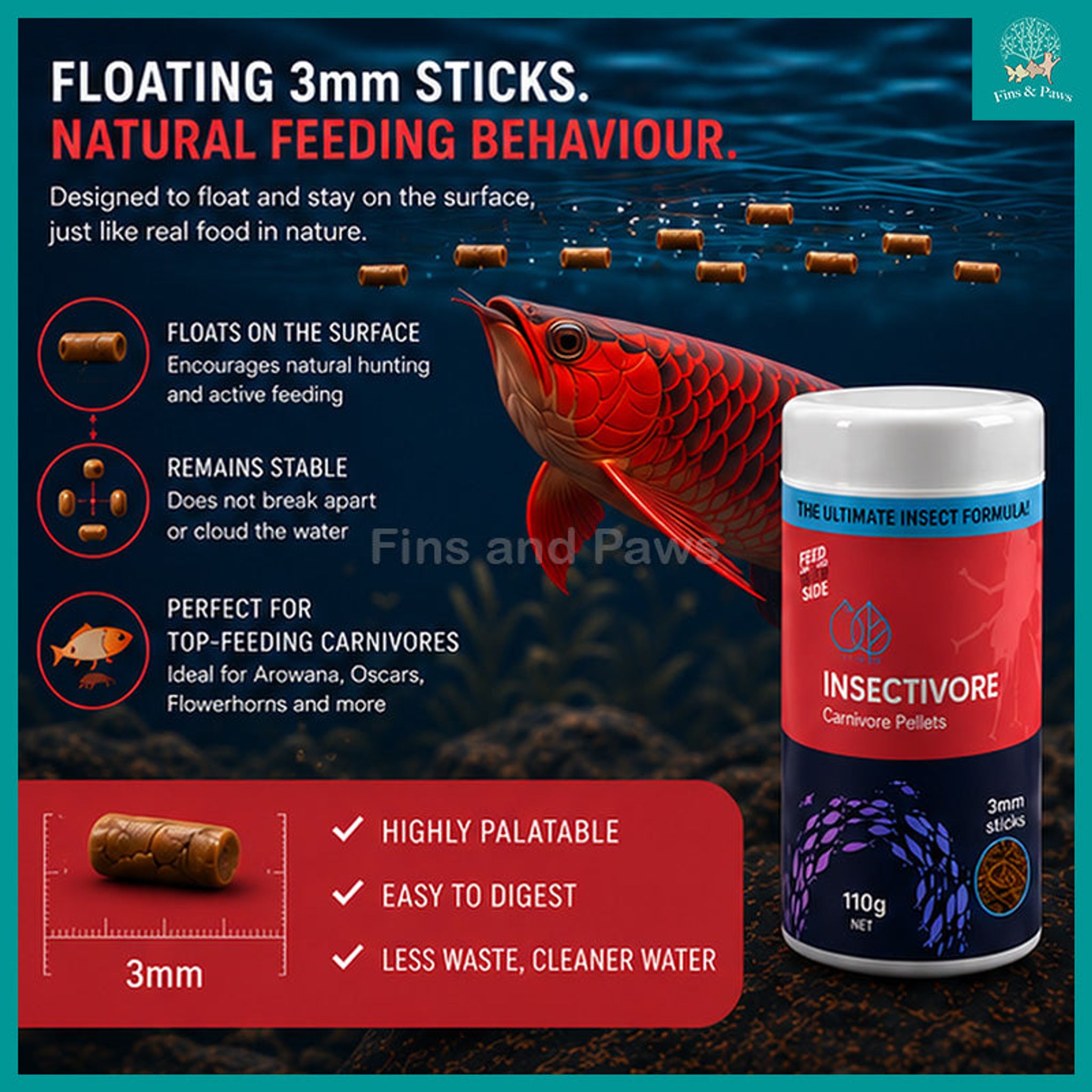 [Bioscape] Insectivore Carnivore Pellets Fish Food (Made in Europe) – Ideal for medium carnivorous aquarium fish