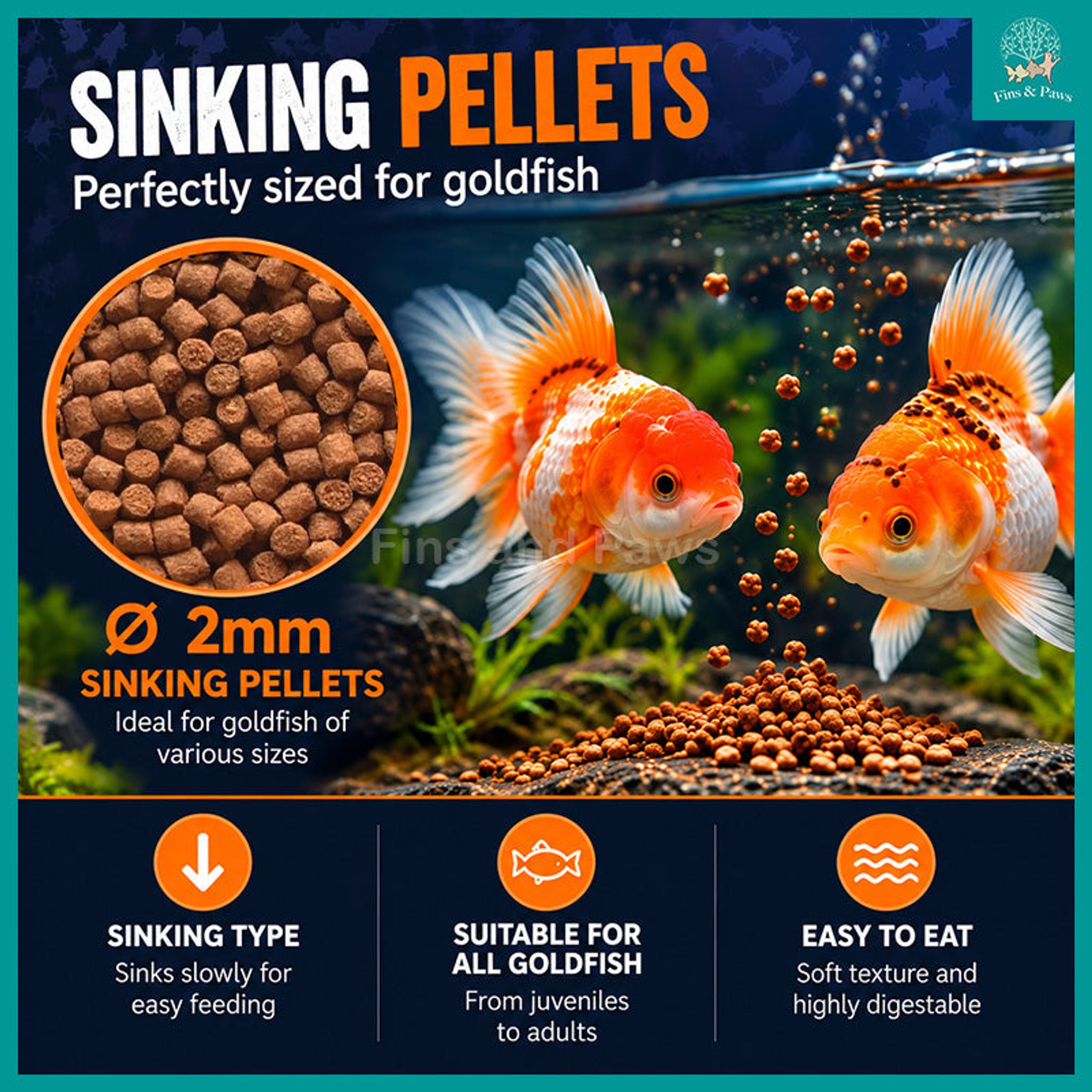 [Bioscape] Insectivore Goldfish Sinking Pellets Fish Food 150g (Made in Europe) – Ideal for Goldfish, Fancy Goldfish, including Oranda, Ranchu and Ryukin