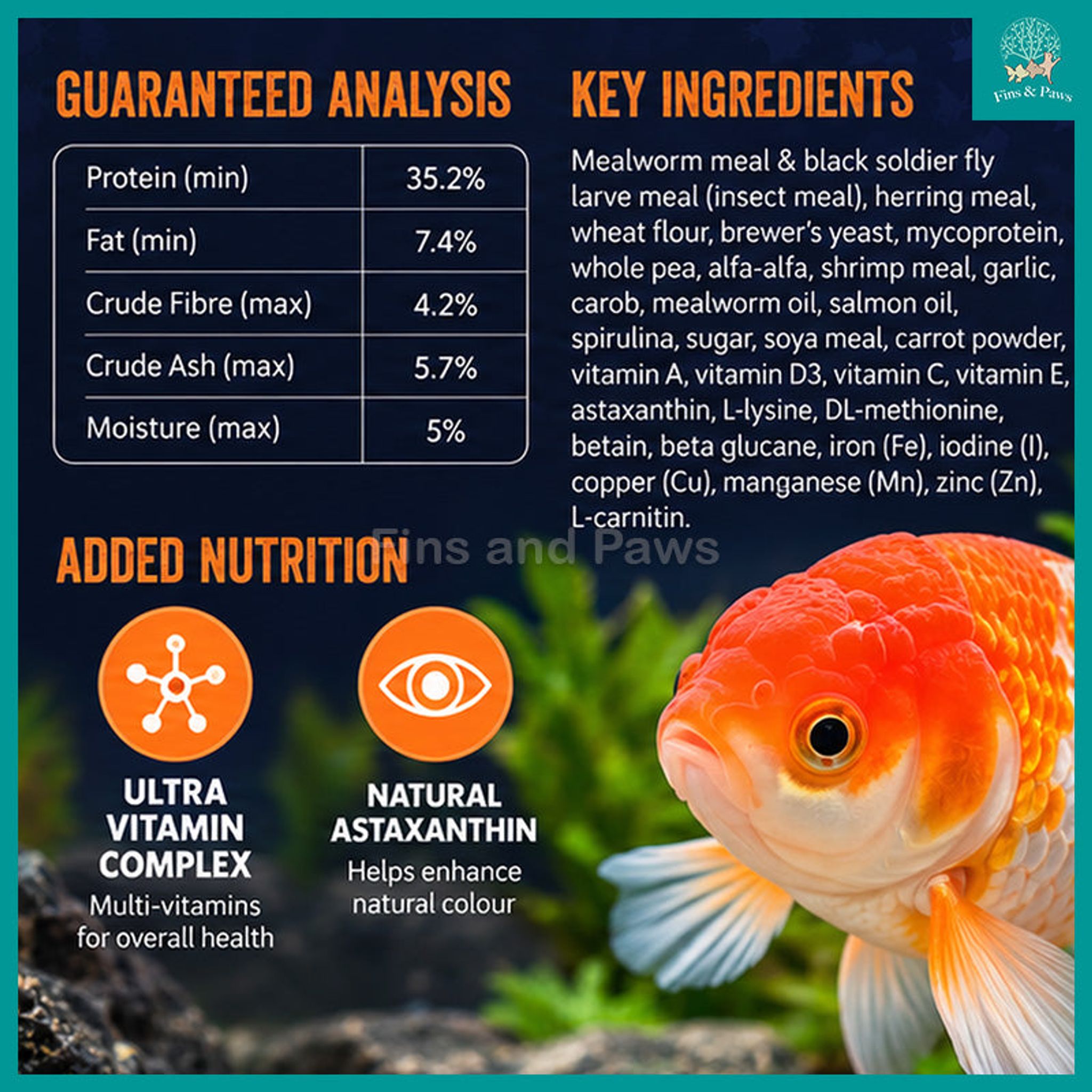 [Bioscape] Insectivore Goldfish Sinking Pellets Fish Food 150g (Made in Europe) – Ideal for Goldfish, Fancy Goldfish, including Oranda, Ranchu and Ryukin