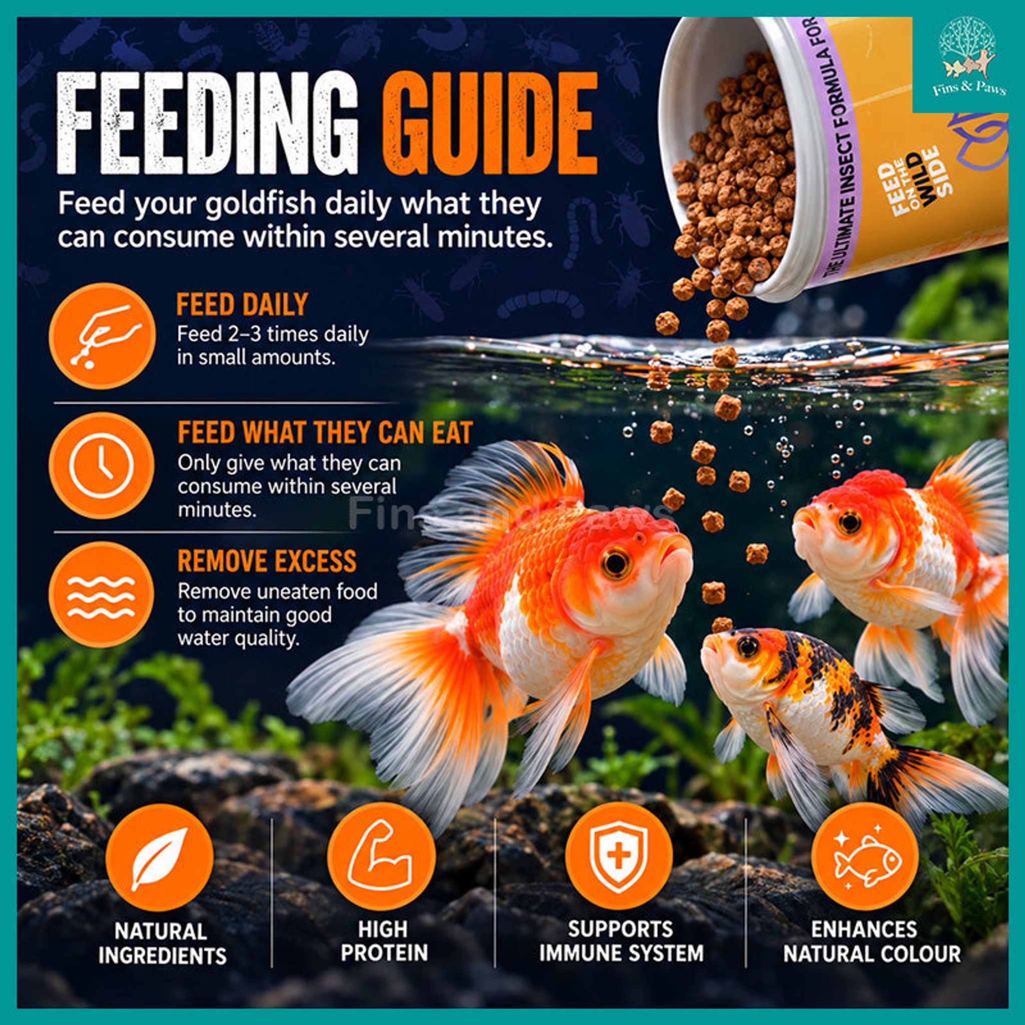 [Bioscape] Insectivore Goldfish Sinking Pellets Fish Food 150g (Made in Europe) – Ideal for Goldfish, Fancy Goldfish, including Oranda, Ranchu and Ryukin