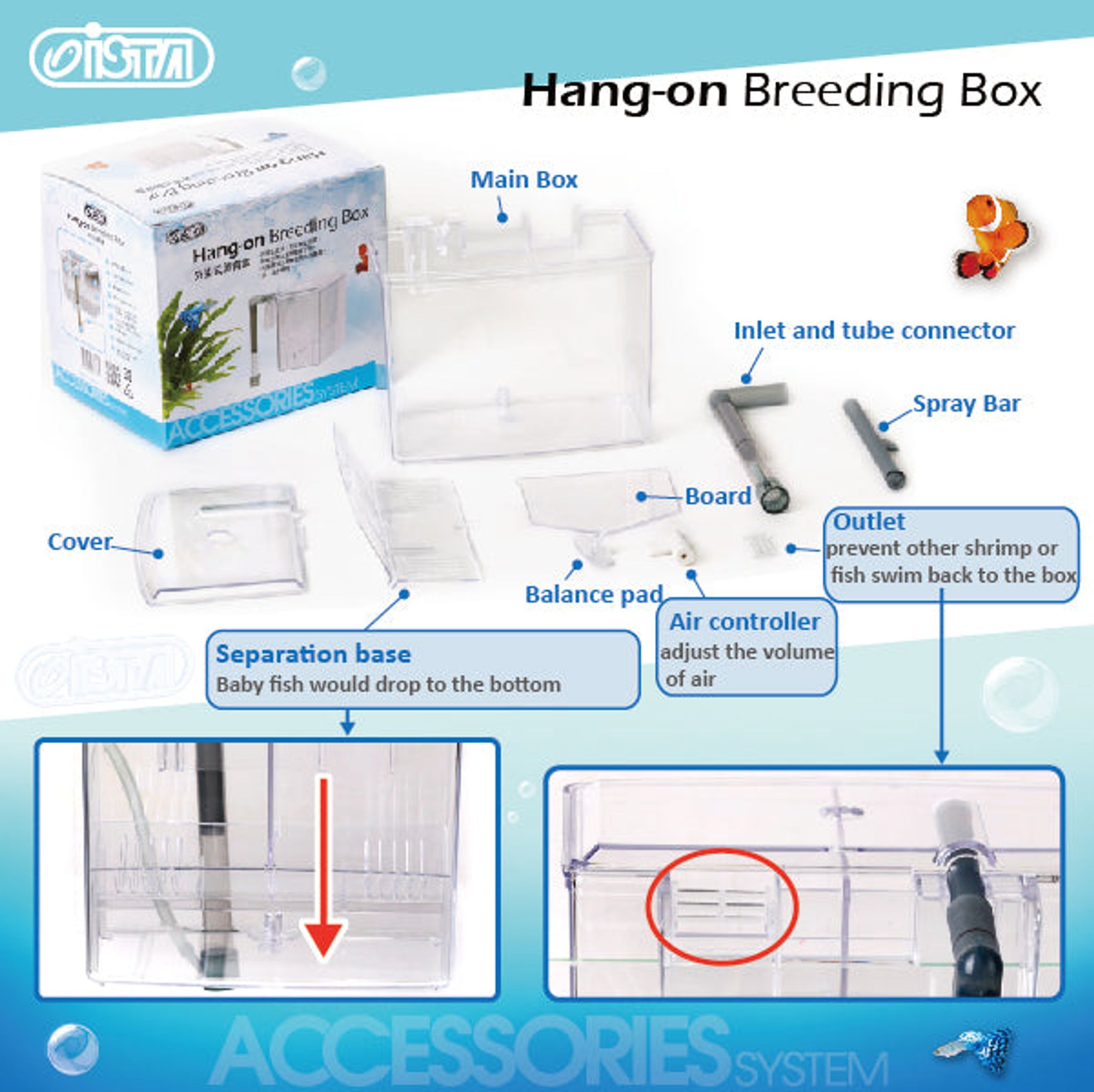 [ISTA] Hang-On Aquarium Breeding Box for Breeding, Baby Fishes, Separation