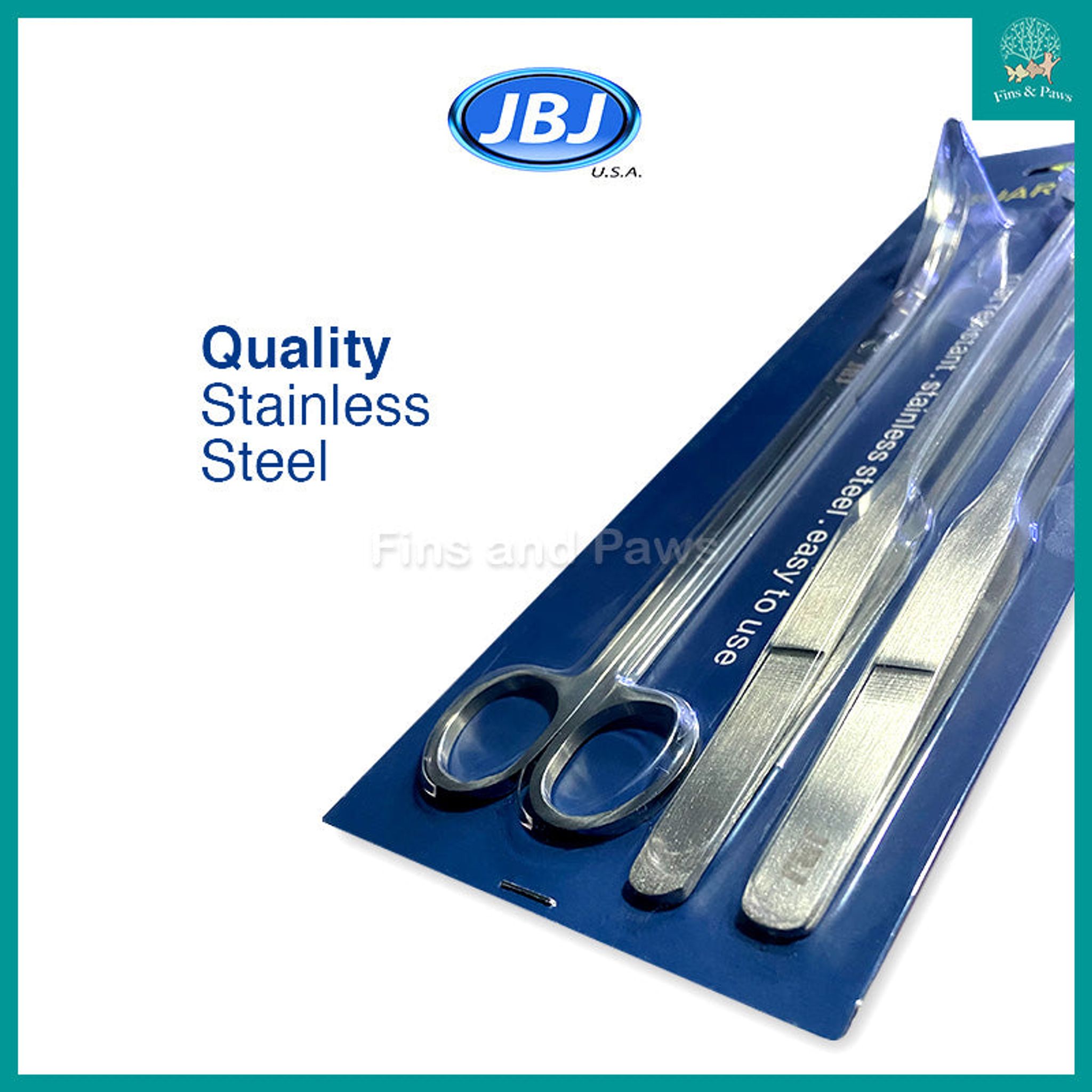 [JBJ] Quality Stainless Steel Scissor, Bend Pinsette and Straight Pinsette for Planted Aquarium - 250mm (3-in-1 Tools Kit)