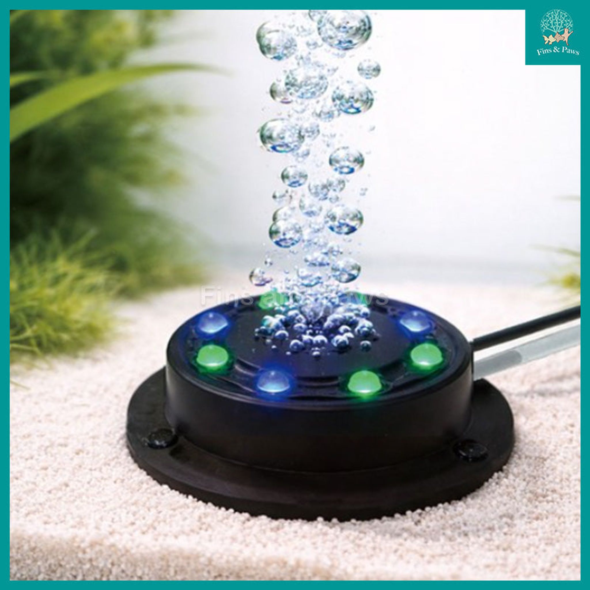 [Nubios] LED Aquarium Air Stone for 20-40cm Tanks - Automatic Color Changing LED
