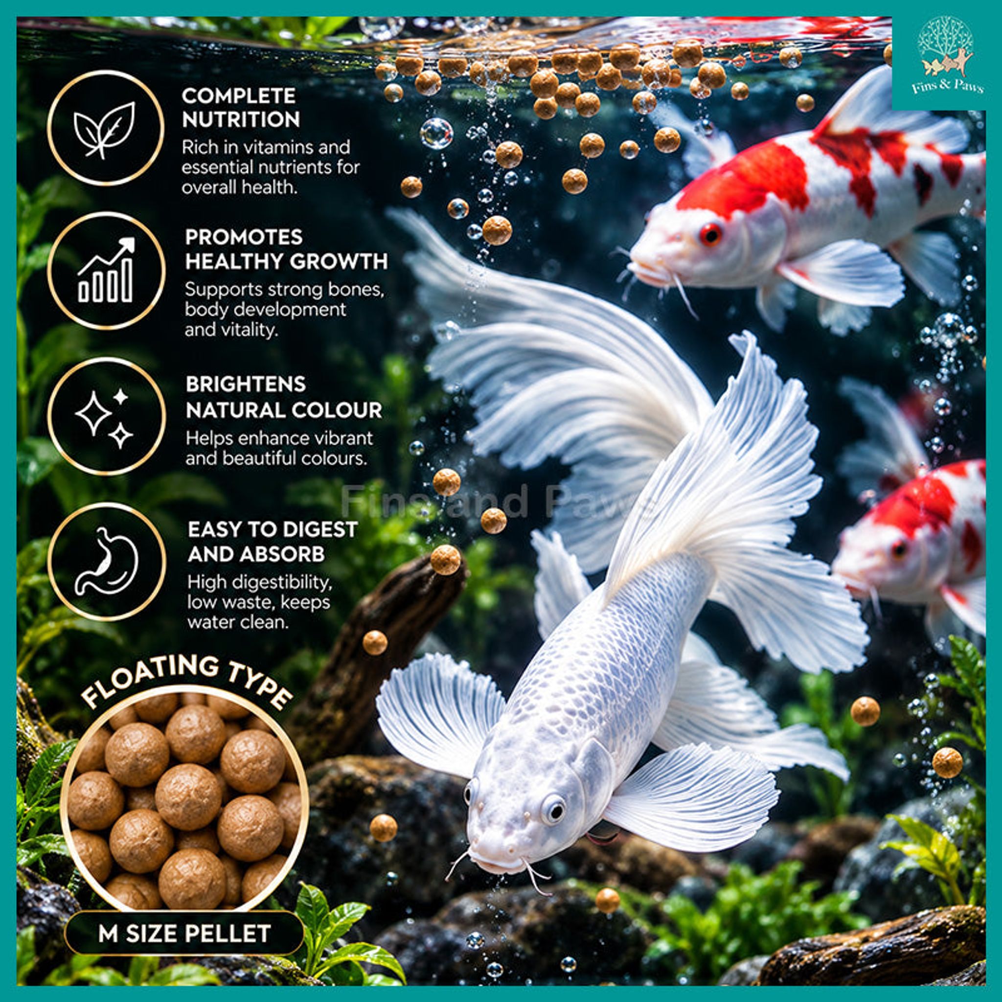 [Relive] Butterfly Carp Floating Pellet M Sized 100g - Koi Fish Feed Enriched with Vitamins