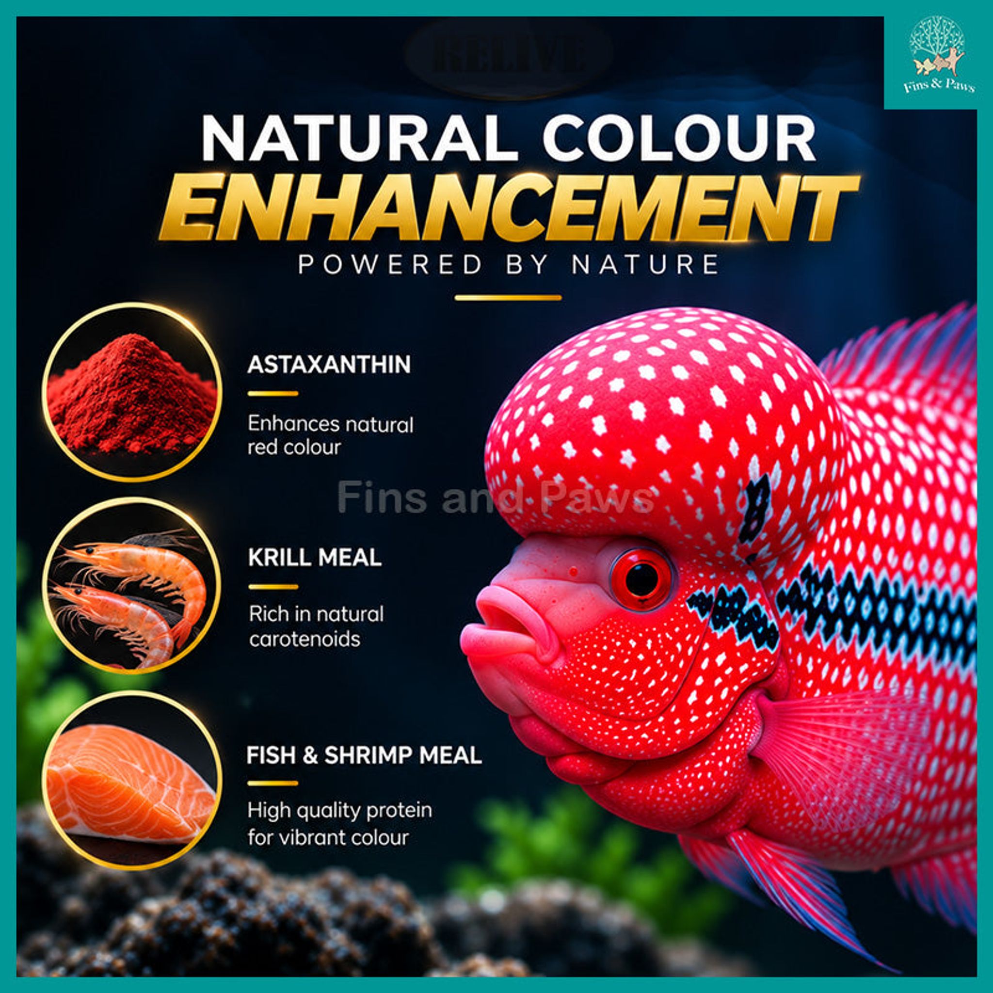 [Relive] Flower Horn Luohan Cichlids Color and Growth Floating Pellet Fish Feed 100g