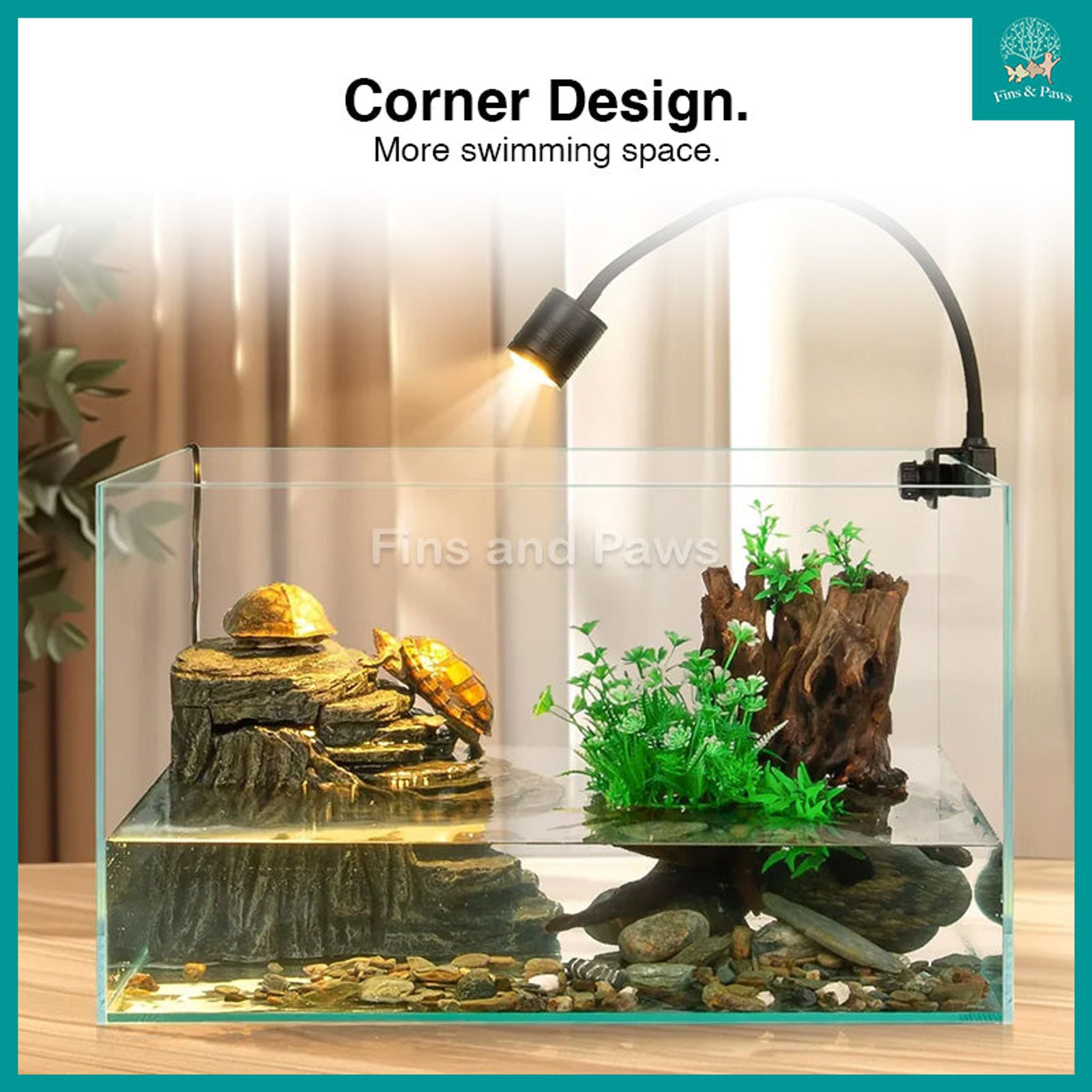 [ReptiZoo] 2-in-1 Turtle Filter Basking Platform Suitable for Terrapins. Frogs and other Amphibians - GLB09(RF01-B35)