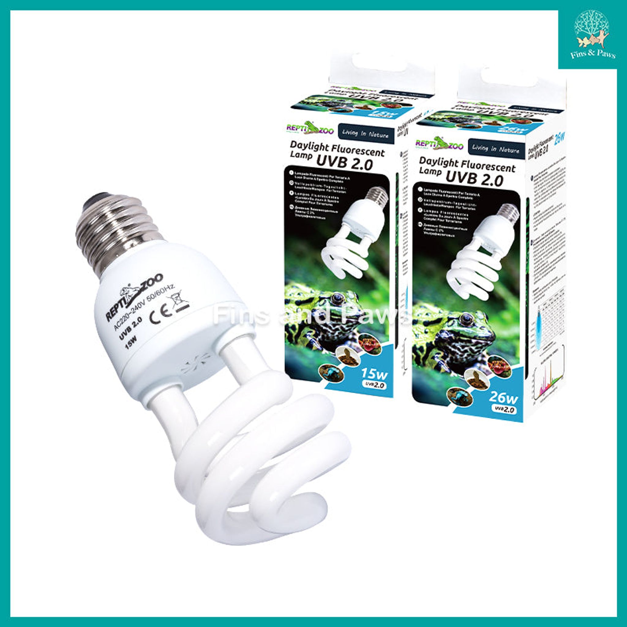 [ReptiZoo] Daylight Fluorescent Reptile Lamp UVA and UVB 2.0 15w / 26w