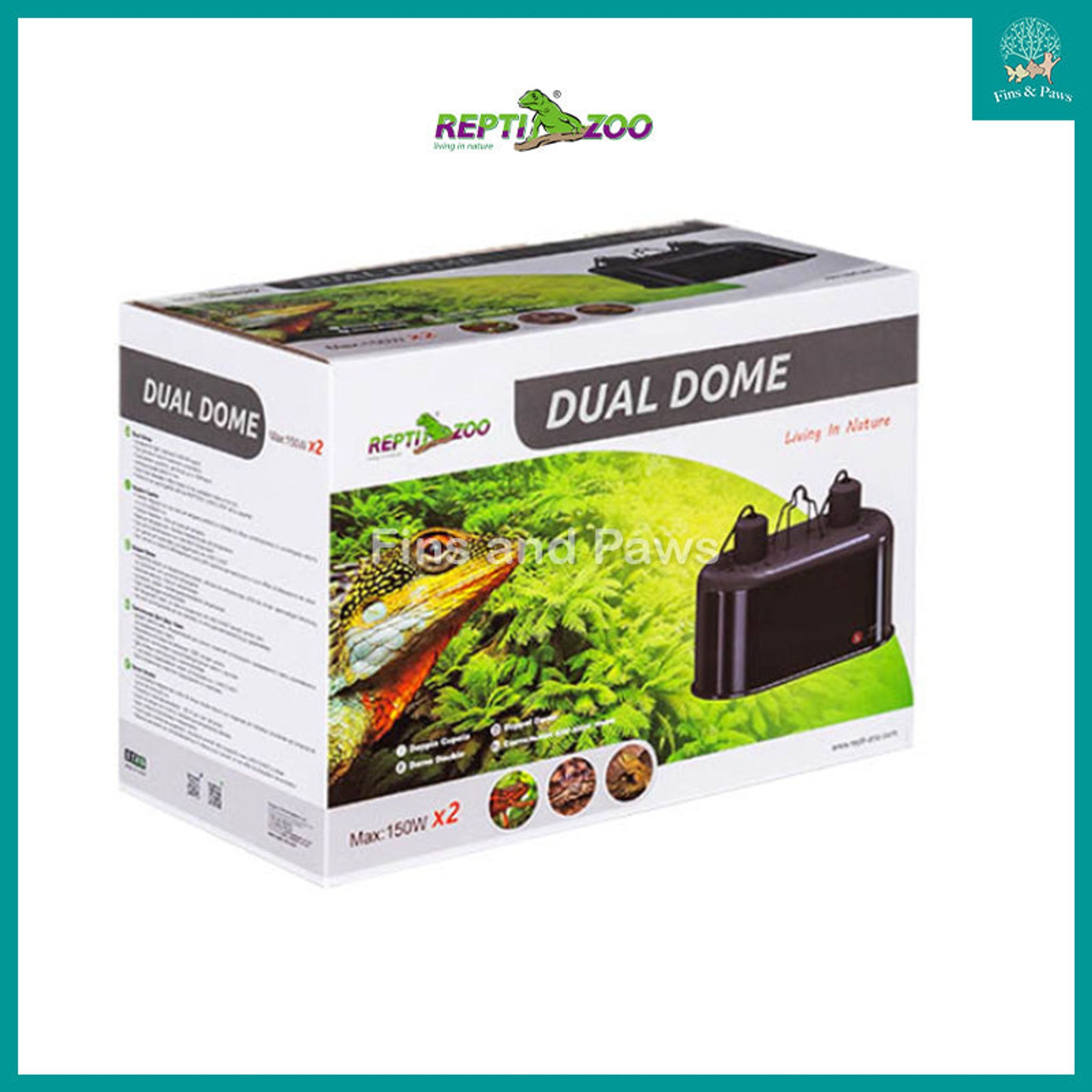 [ReptiZoo] Dual Dome Lamp Fixture for Terrarium / Reptile Tank (Max 2 x 150W)