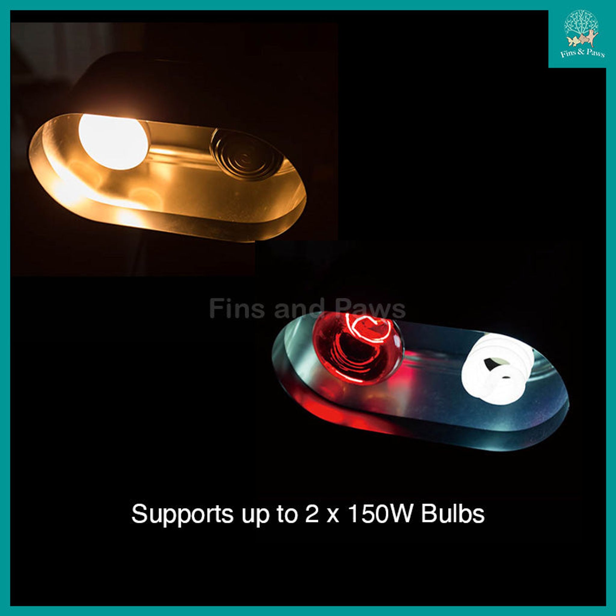 [ReptiZoo] Dual Dome Lamp Fixture for Terrarium / Reptile Tank (Max 2 x 150W)