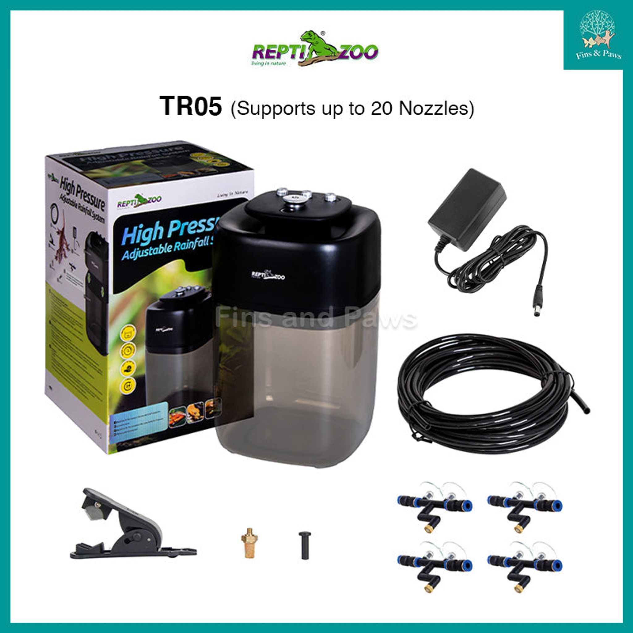 [ReptiZoo] High Pressure Adjustable Rainfall Misting 10L System for Plants, Paludarium, Terrarium and Moss. (TR04 - Up to 8 Nozzles, TR05 - Up to 20 Nozzles)
