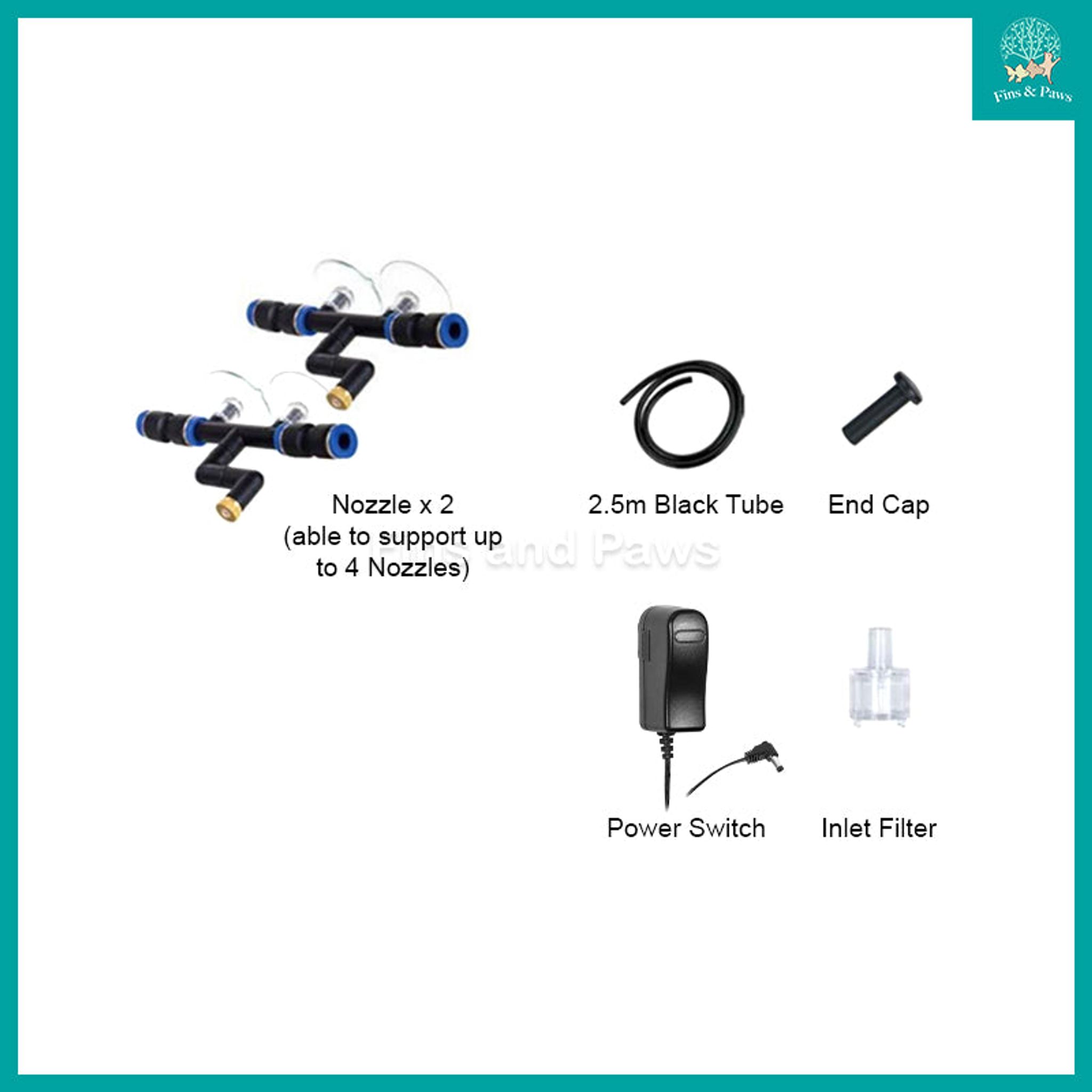 [ReptiZoo] Solo Starter Adjustable Misting System TR07 (Up to 4 Nozzles), Nozzles and Pipes included.