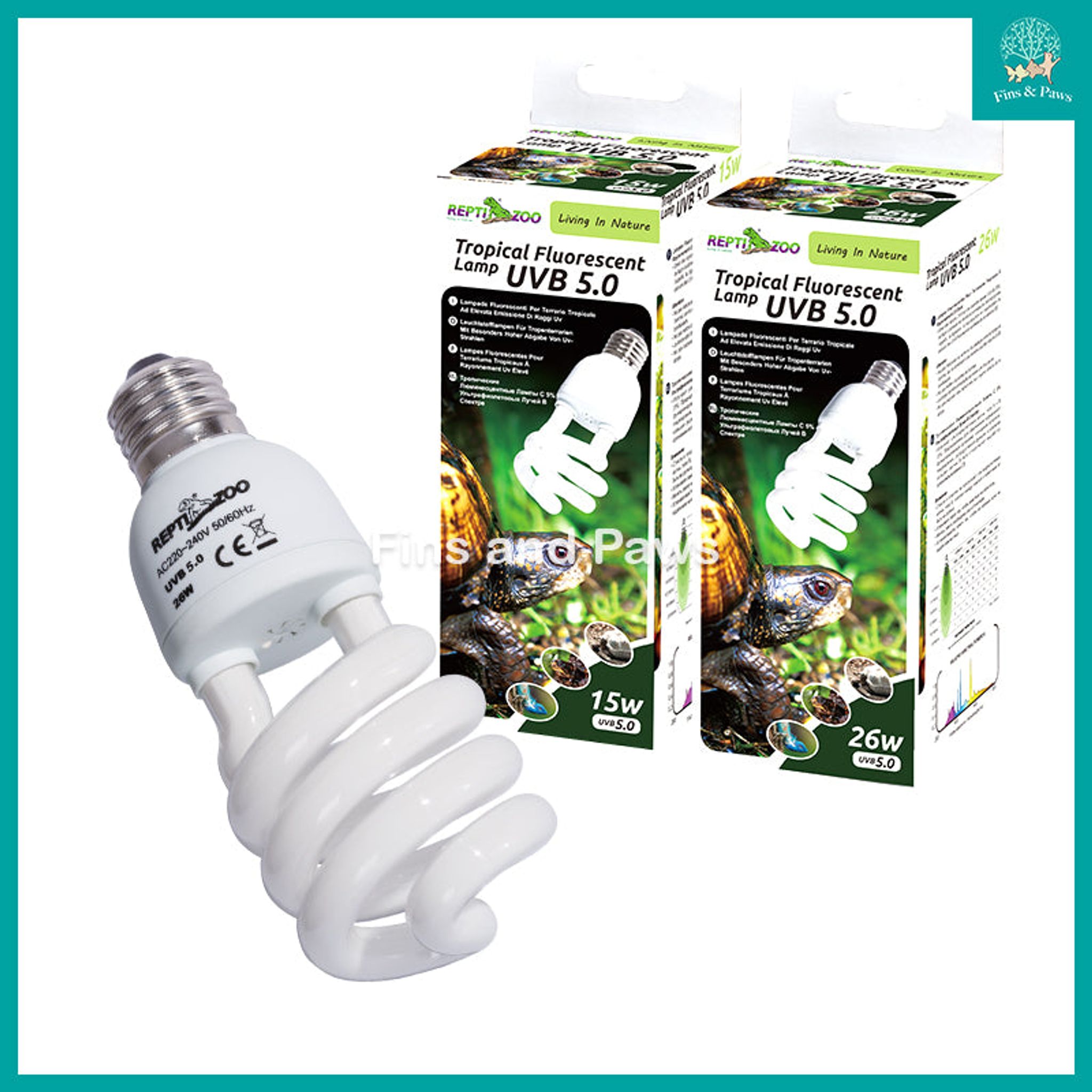 [ReptiZoo] Tropical Fluorescent Reptile Lamp UVA and UVB 5.0 15w / 26w