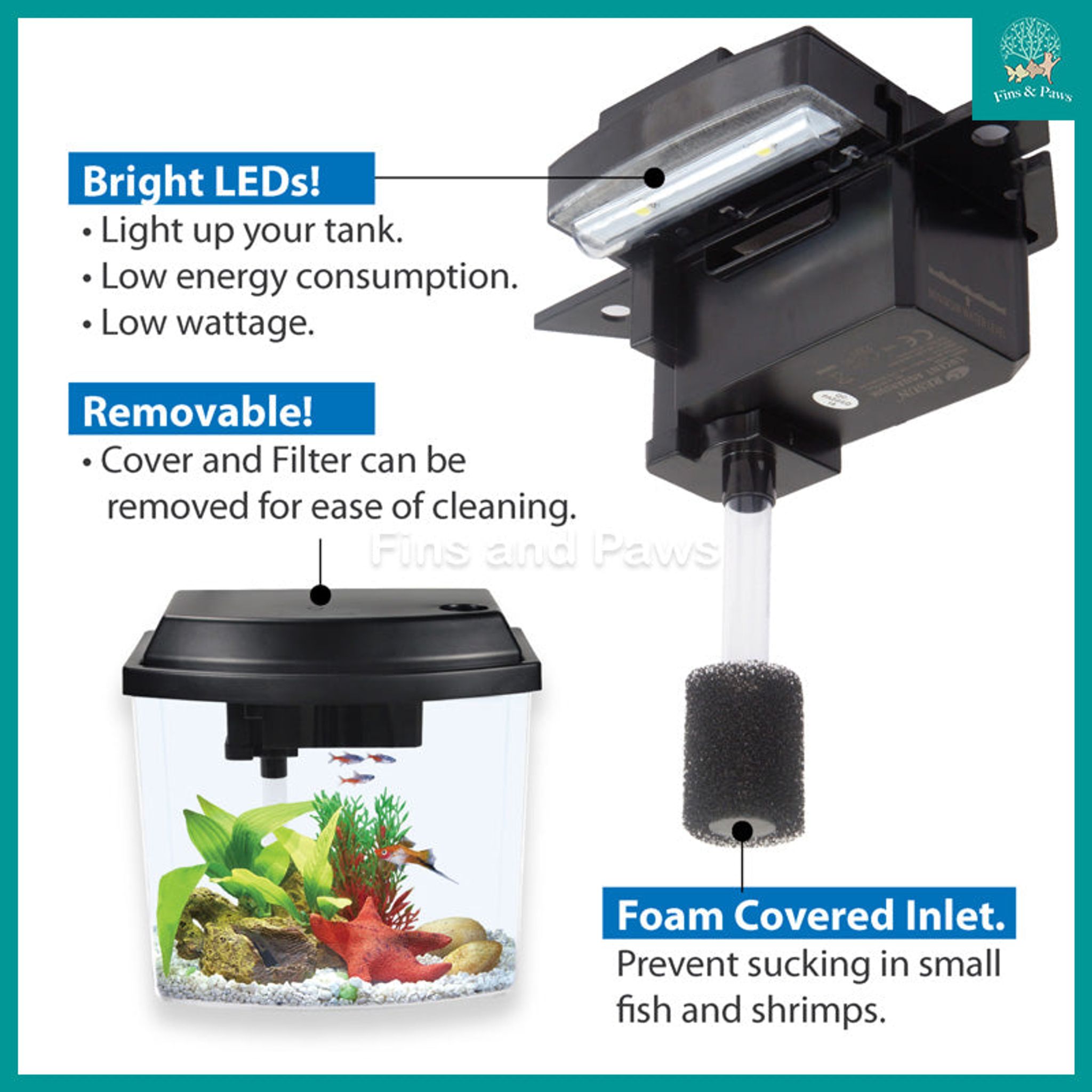 [Resun] 3.8L Lucent Tabletop Aquarium Fish Tank (with LED Lights and Filter)
