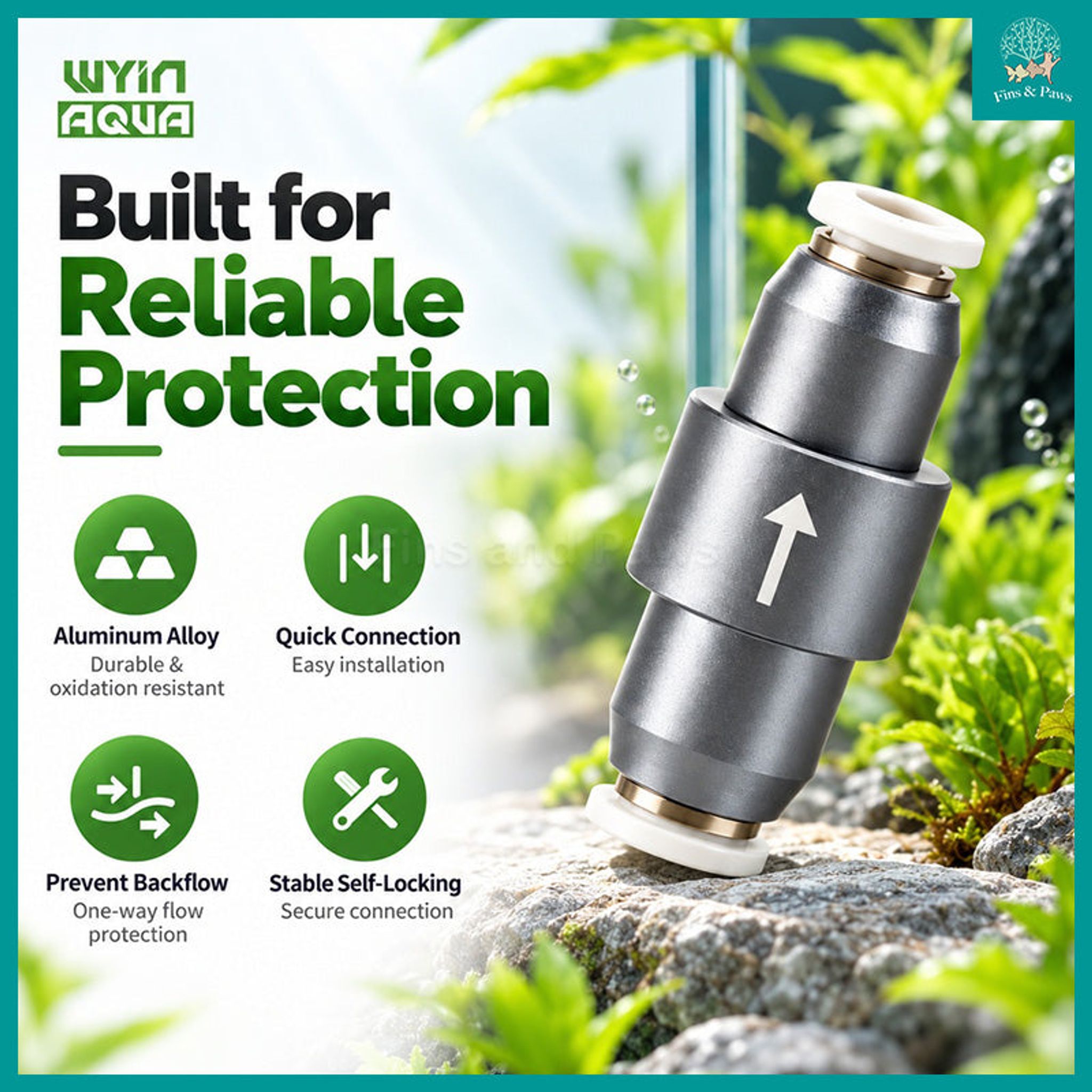 [Wyin Aqua] Metal Check Valve 6mm for Aquarium – Aluminum Alloy Aquarium Check Valve (Suitable for Airtube and CO2 Tube)