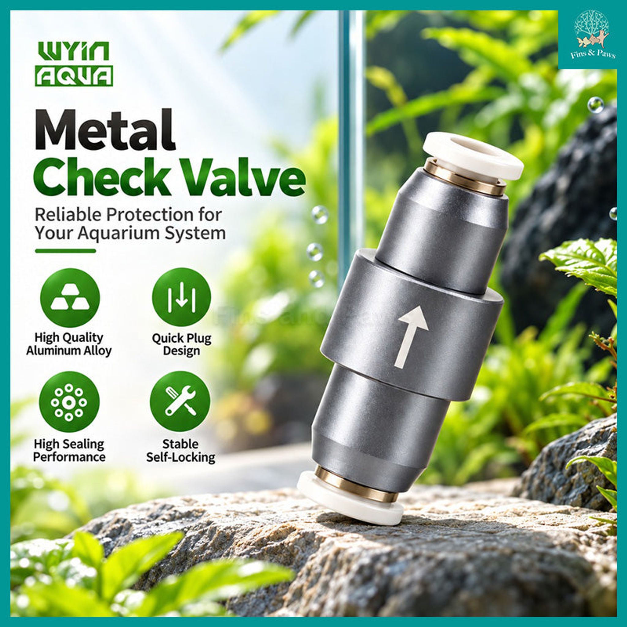 [Wyin Aqua] Metal Check Valve 6mm for Aquarium – Aluminum Alloy Aquarium Check Valve (Suitable for Airtube and CO2 Tube)