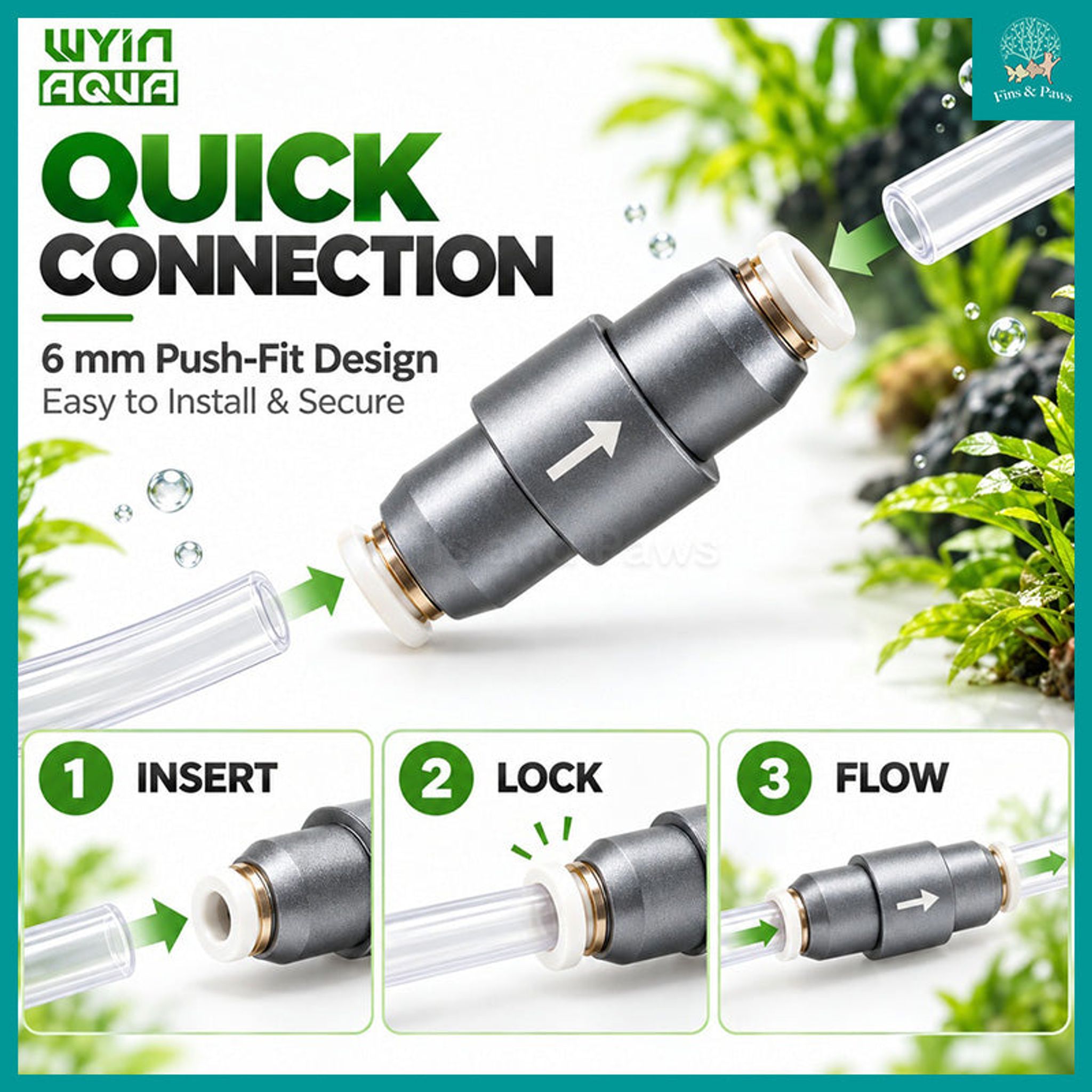 [Wyin Aqua] Metal Check Valve 6mm for Aquarium – Aluminum Alloy Aquarium Check Valve (Suitable for Airtube and CO2 Tube)