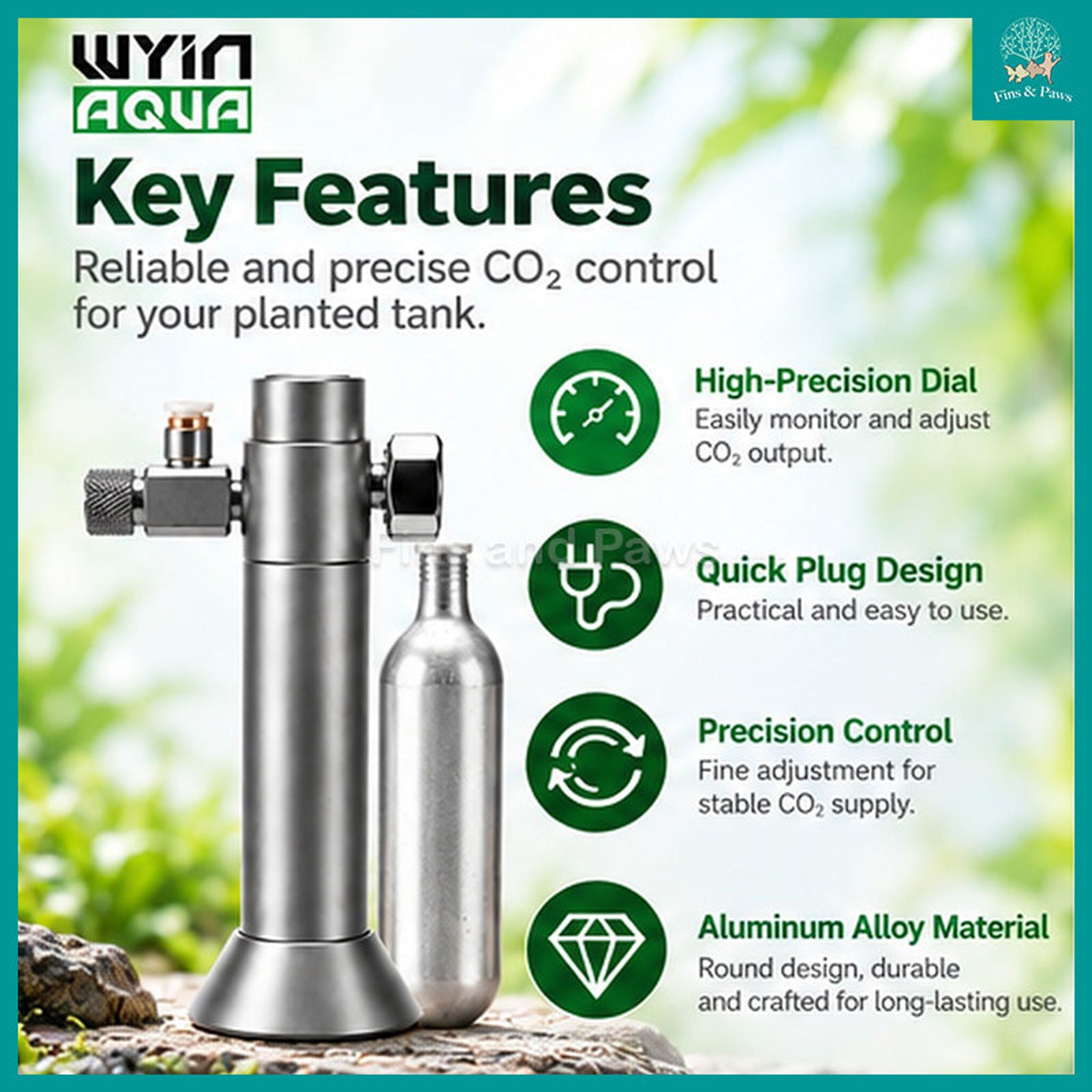 [Wyin Aqua] 16g Disposable CO₂ Regulator Set for Nano Planted Aquarium