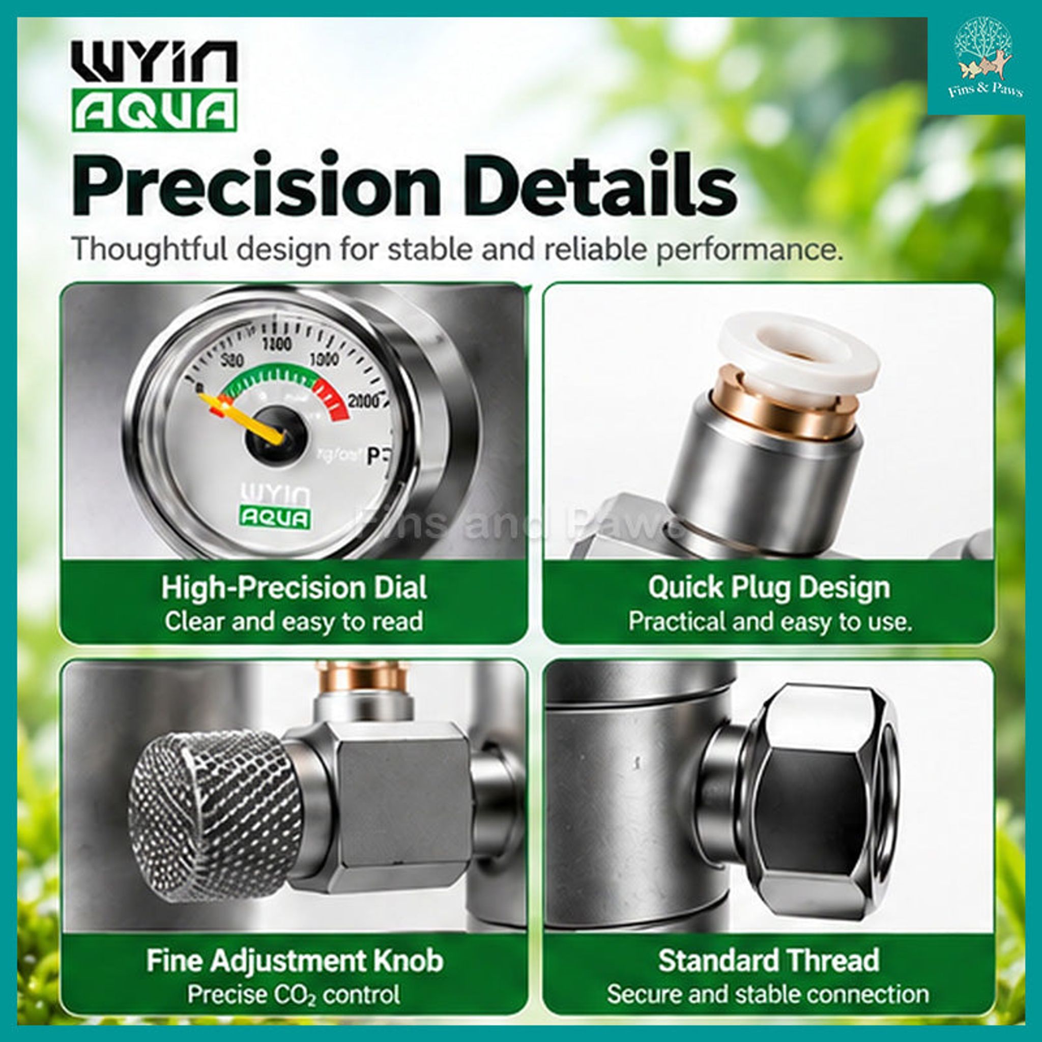 [Wyin Aqua] 16g Disposable CO₂ Regulator Set for Nano Planted Aquarium
