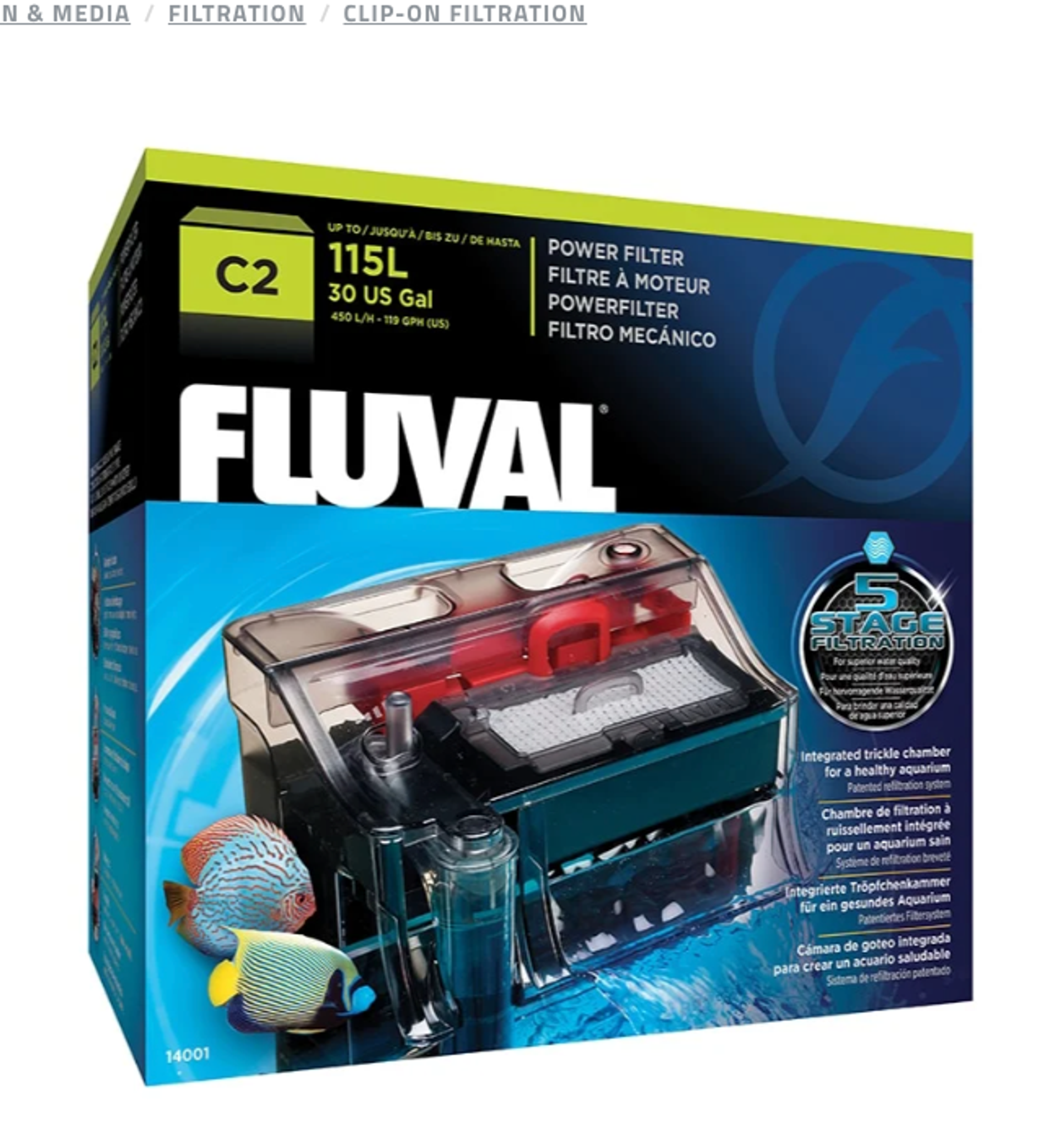 FLUVAL C2 Power Filter up to 30 US Gal 115 L