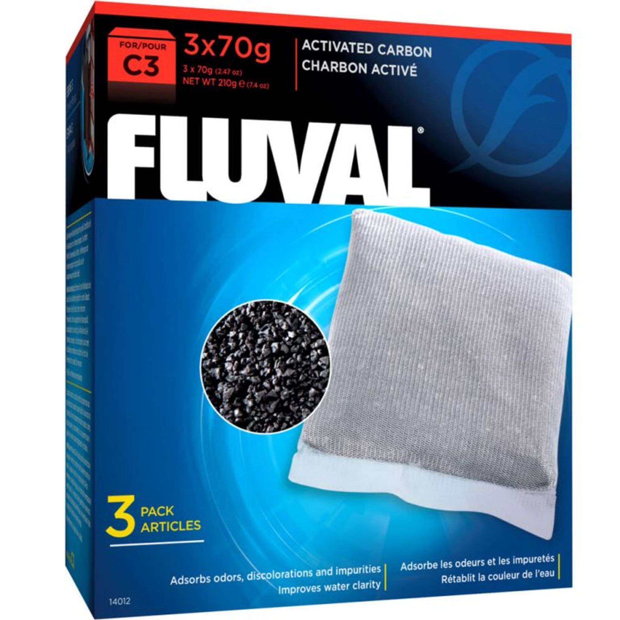 FLUVAL C3 Activated Carbon, 3 x 70 g (2.47 oz)