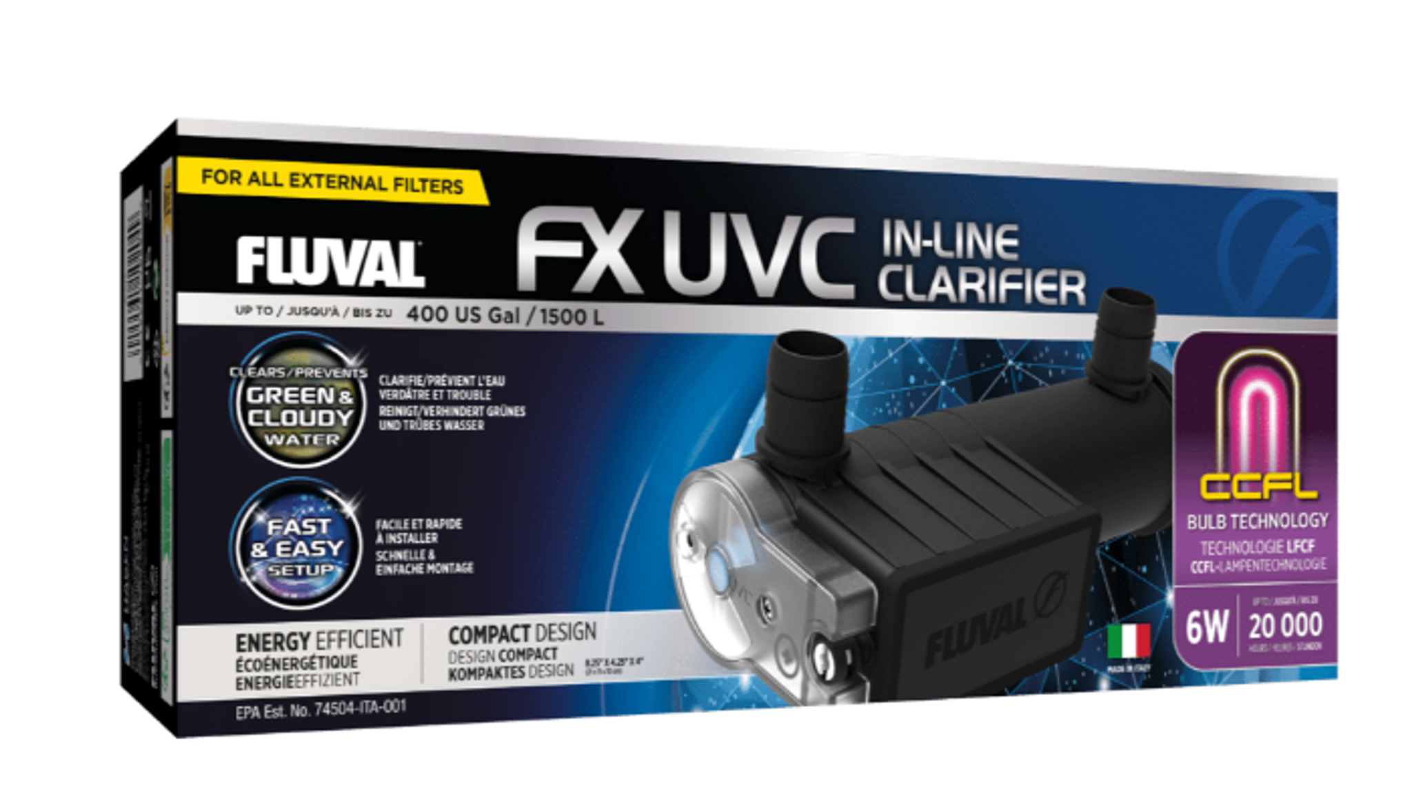 FLUVAL FX UVC IN-LINE CLARIFIER A199 6watt 1500L