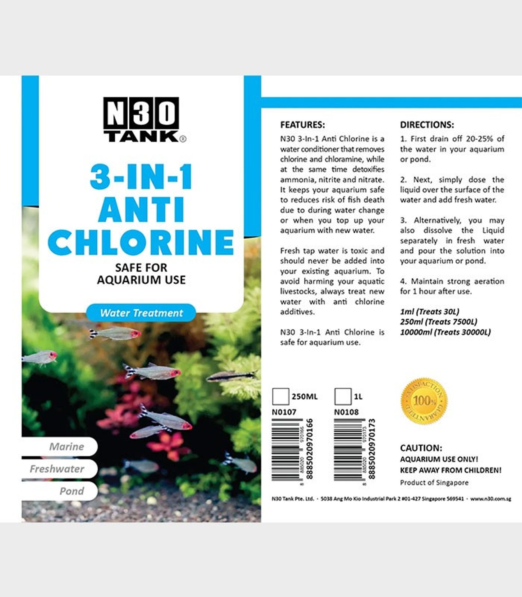 N30 3-in-1 Anti Chlorine (Liquid) 250ml (N0107)