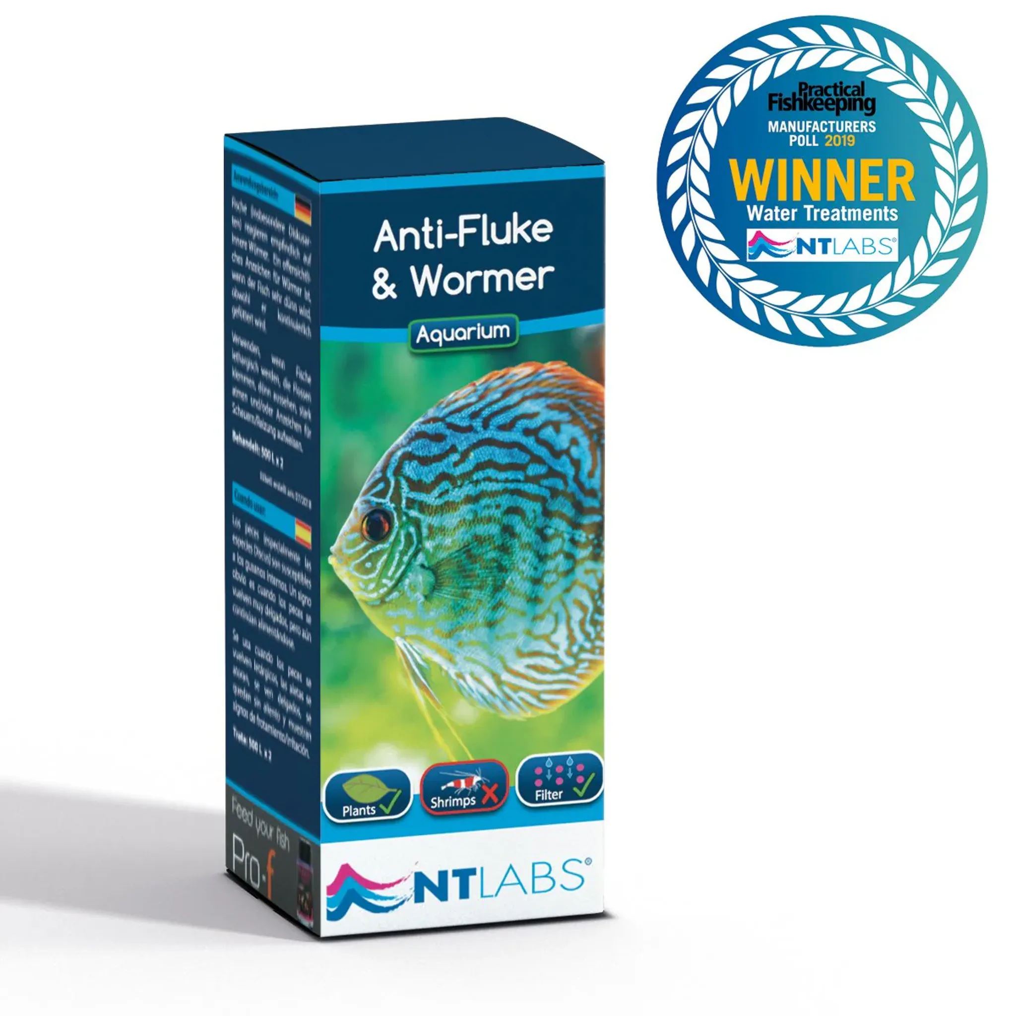 NT LABS Aquarium Anti-Fluke & Wormer (remove flukes and worms) 2 x 500L NT480