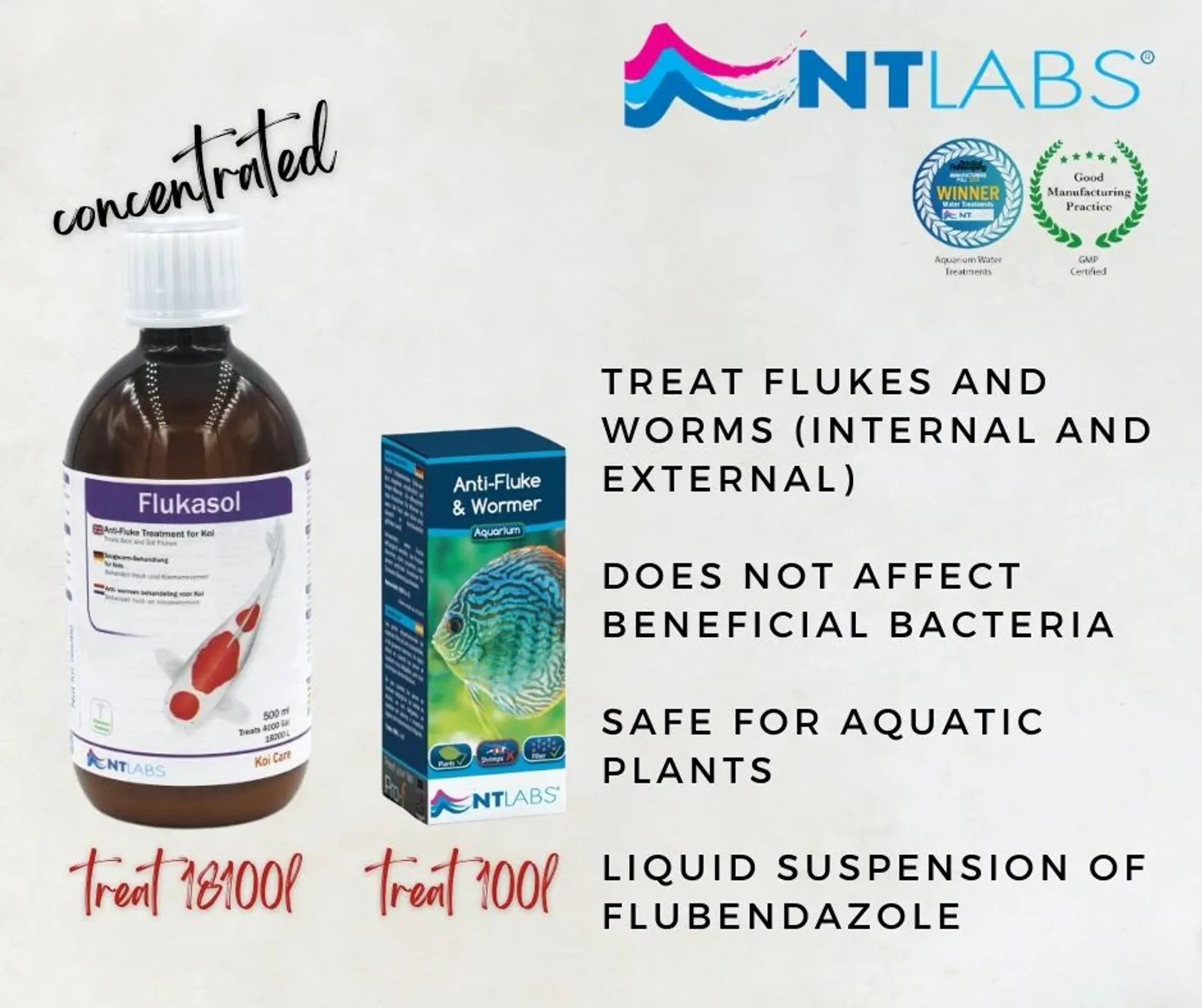 NT LABS Aquarium Anti-Fluke & Wormer (remove flukes and worms) 2 x 500L NT480