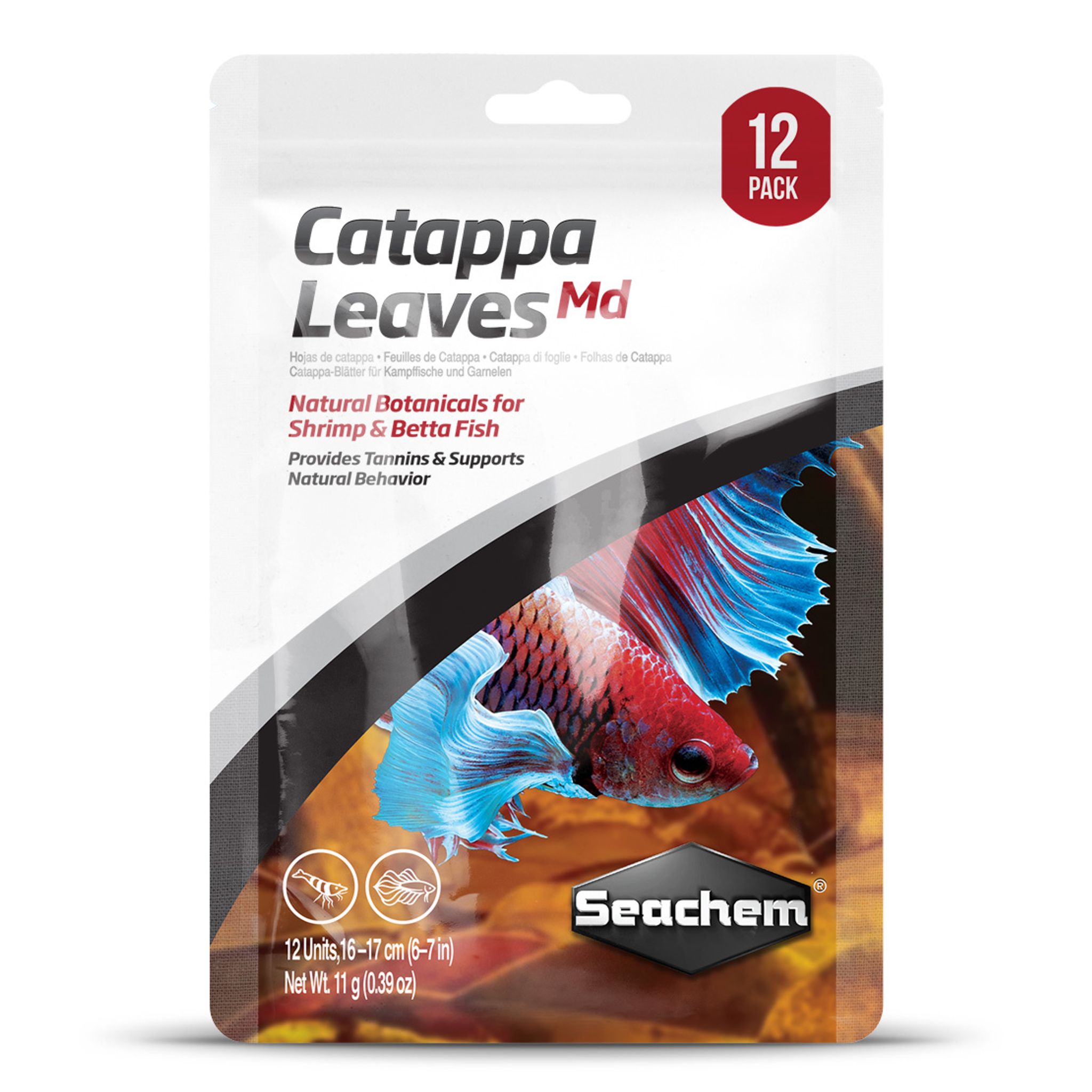 SEACHEM Catappa Leaves Md Medium Size: 6-7 inches 12pcs